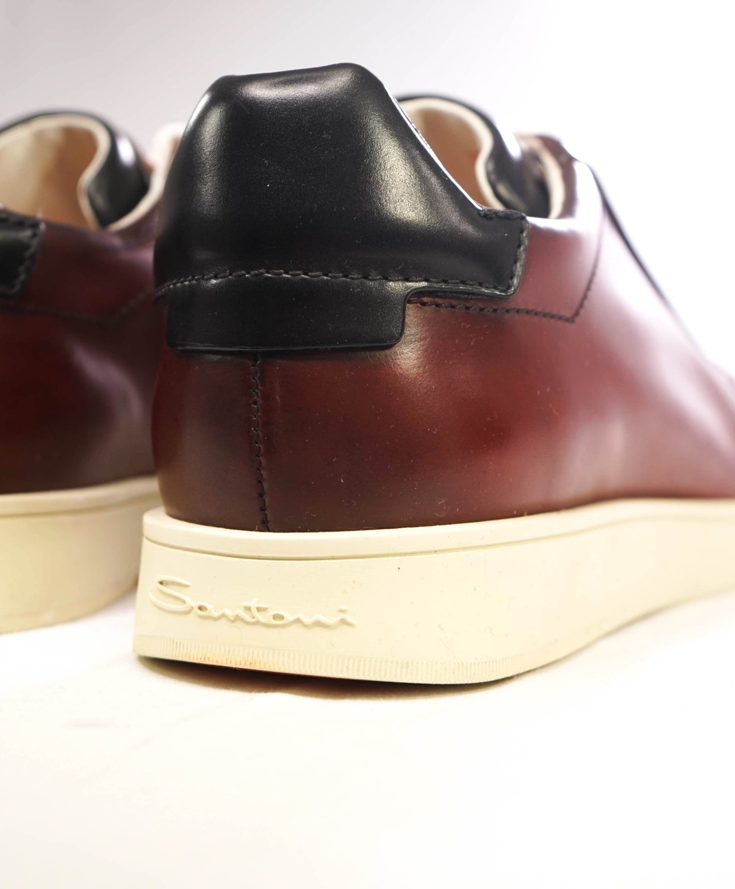 $780 Santoni Oxblood Patina Leather Sneakers US 8.5 (7.5UK)