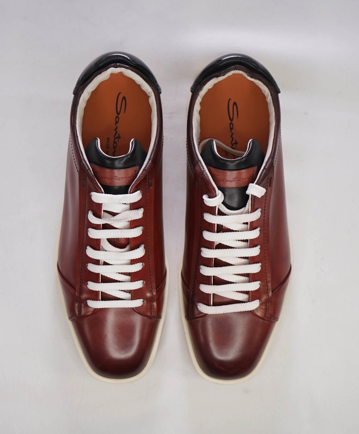 $780 Santoni Oxblood Patina Leather Sneakers US 8.5 (7.5UK)