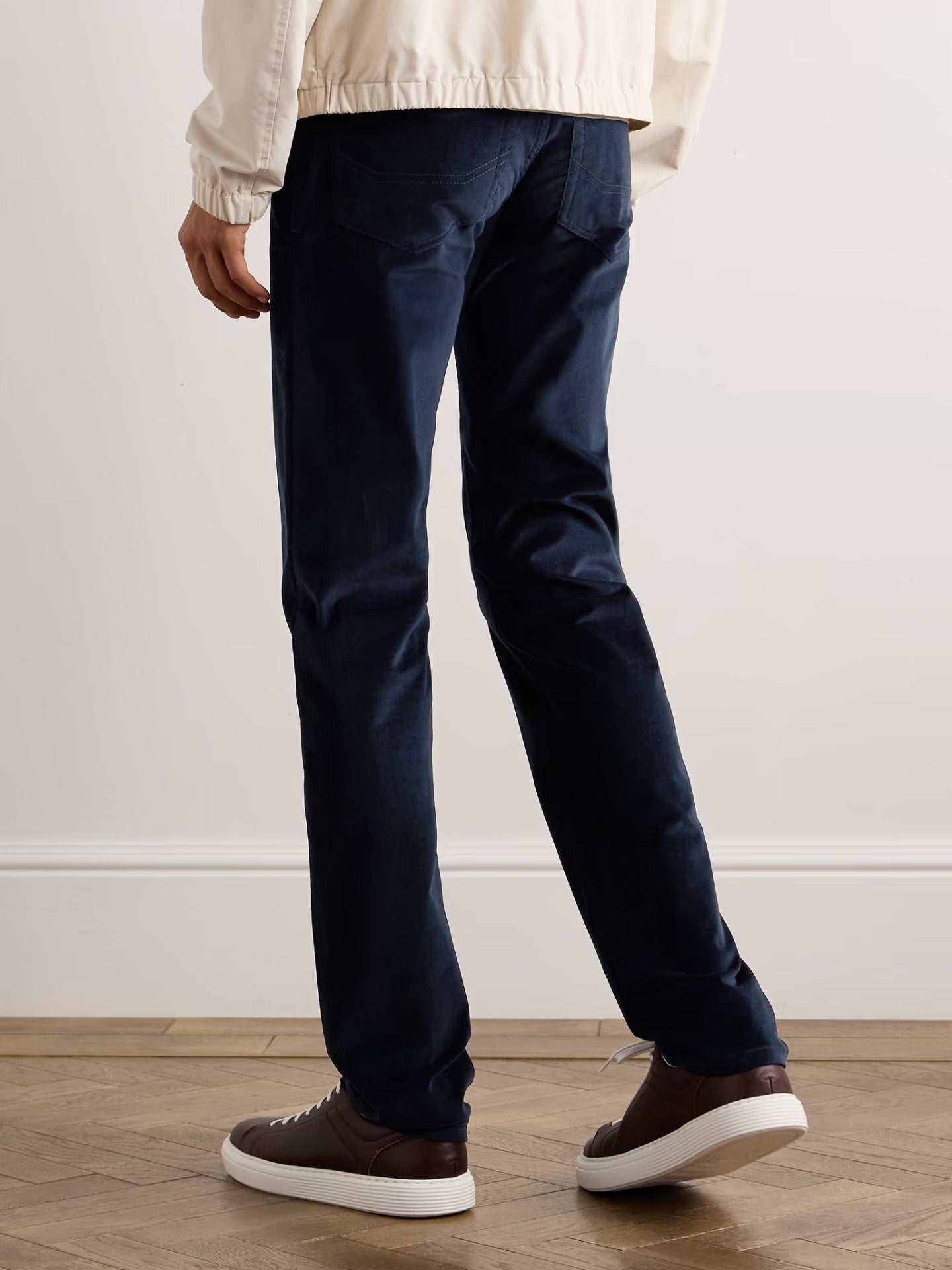 $700 BRIONI Slim-Fit Stretch-Cotton Corduroy Trousers 34W