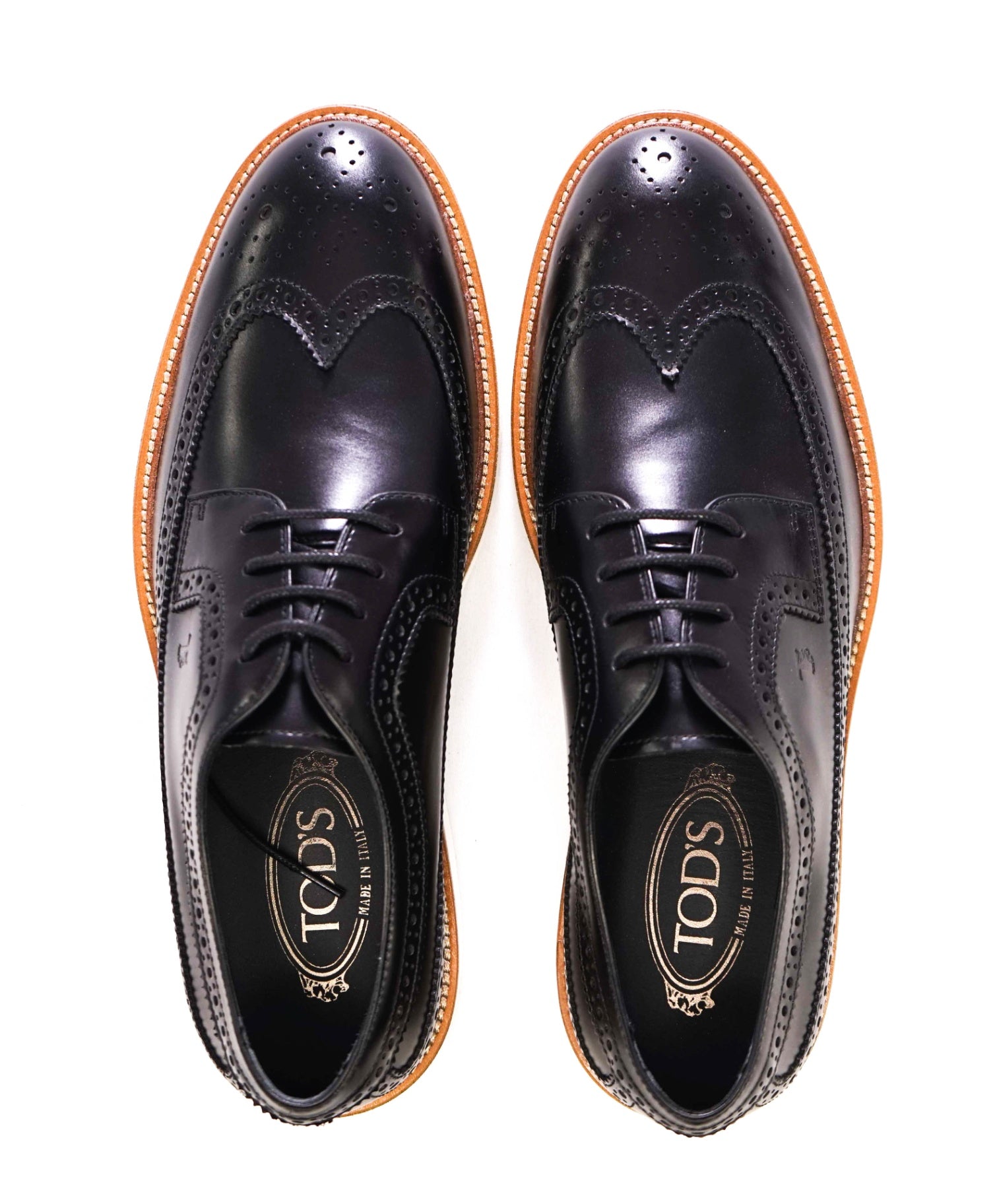 $875 TOD'S Derby Black Leather White Sole US 8 (7UK)