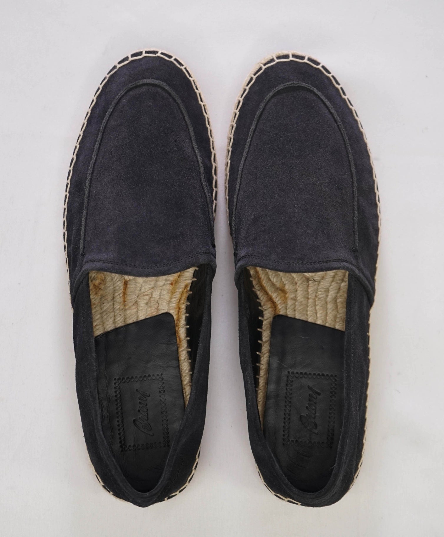 $790 Brioni Black Suede Espadrille Logo Back US 9.5 (UK8.5)