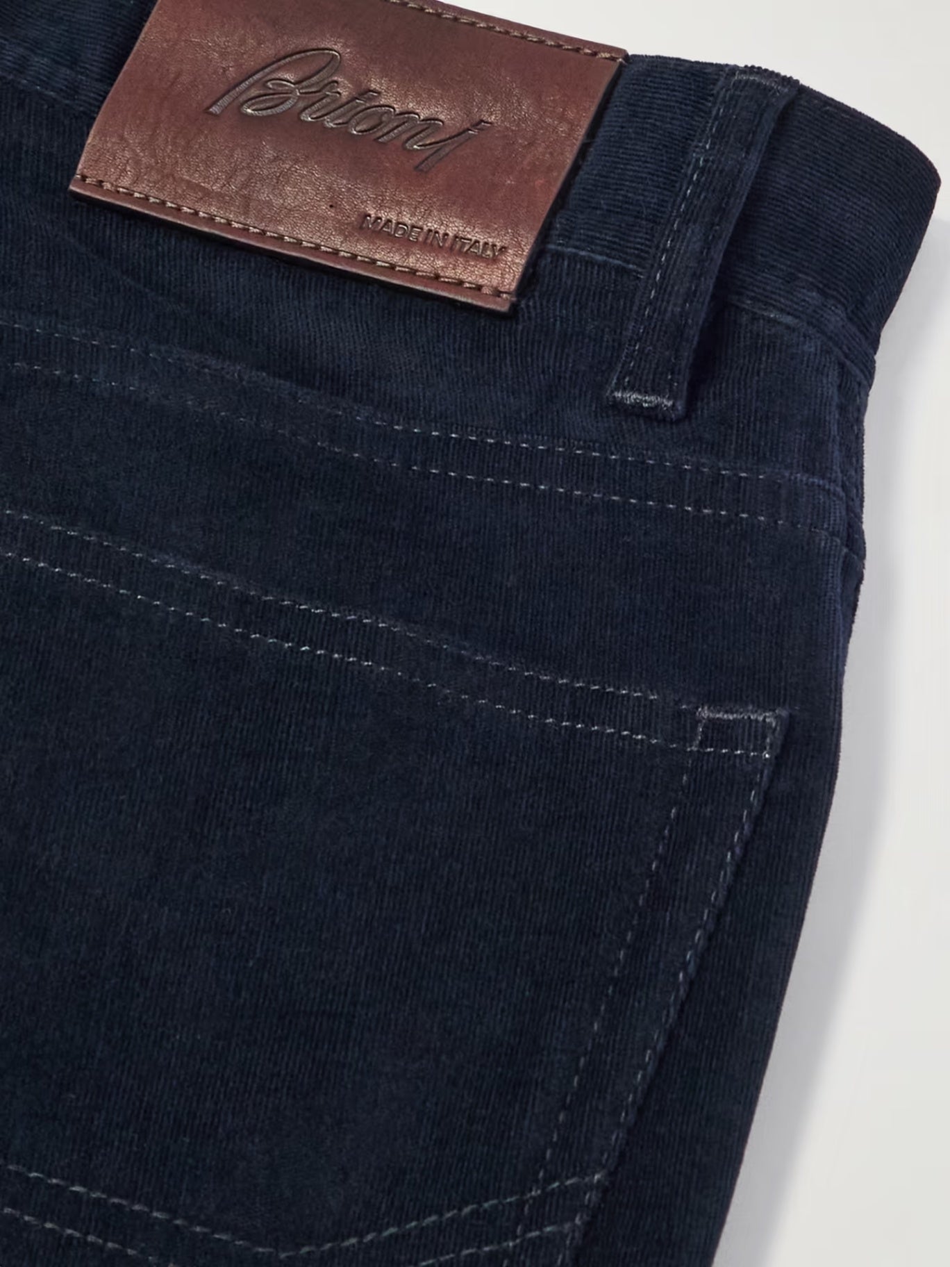 $700 BRIONI Slim-Fit Stretch-Cotton Corduroy Trousers 34W