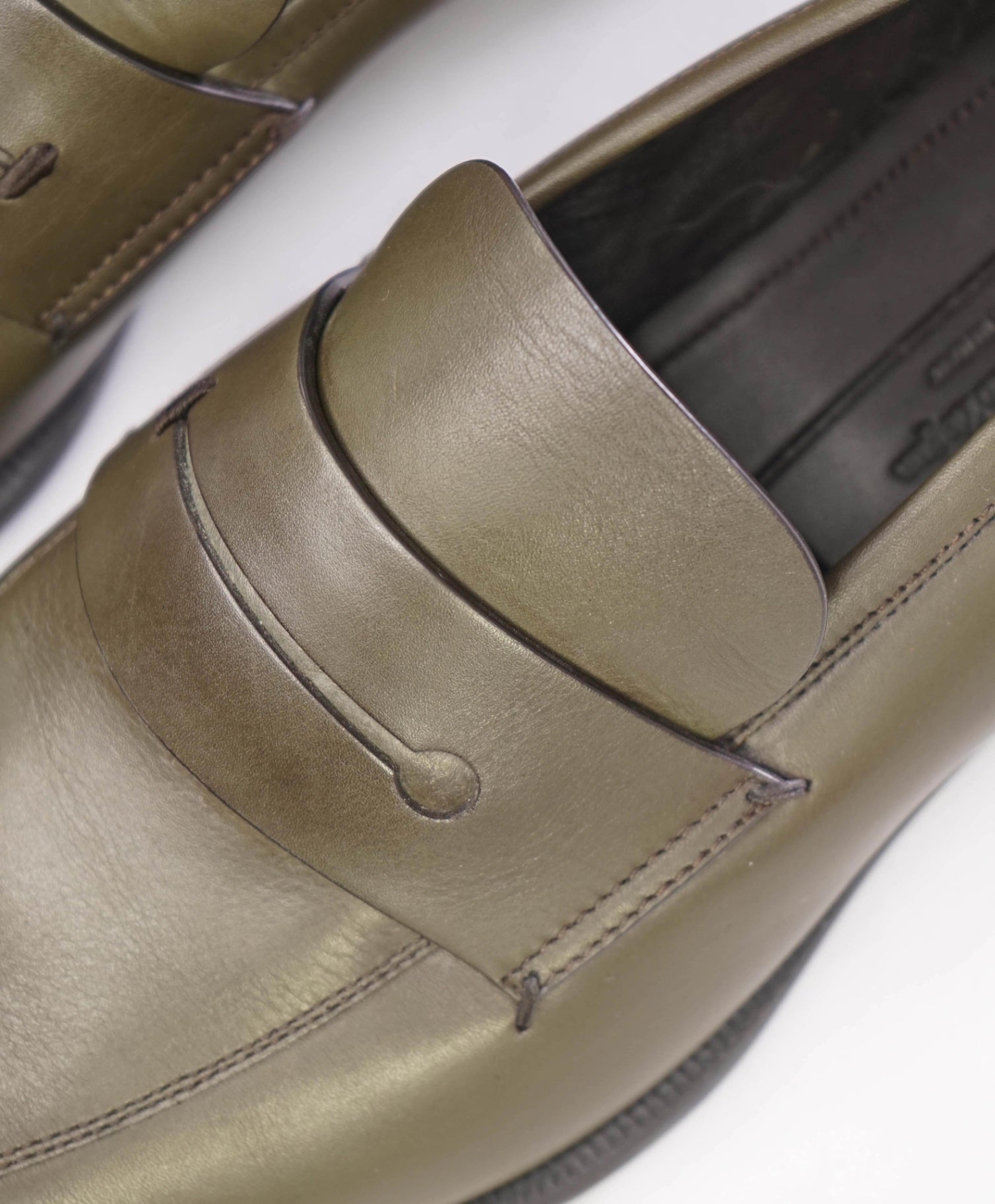 $950 Ermenegildo Zegna Dark Green Penny Leather Loafers US 8.5 (7.5UK)