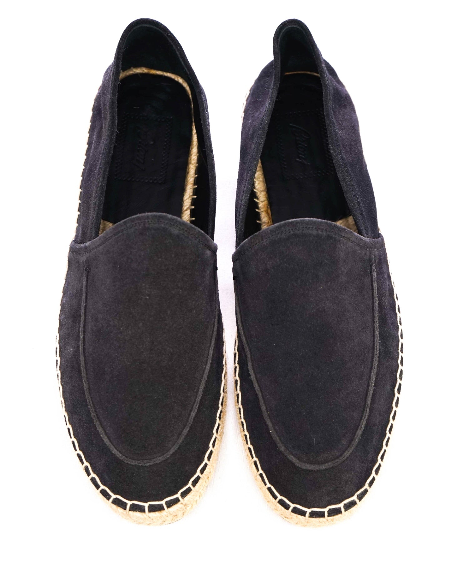 $790 Brioni Black Suede Espadrille Logo Back US 9.5 (UK8.5)