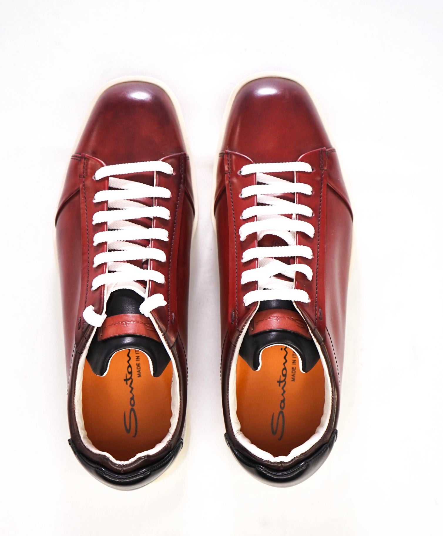 $780 Santoni Oxblood Patina Leather Sneakers US 8.5 (7.5UK)