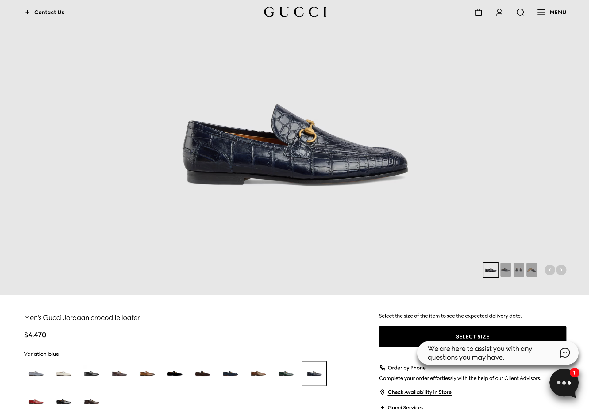 $4,470 GUCCI "JORDAAN" Crocodile Skin Navy Blue Loafers US 13 (12.5G)