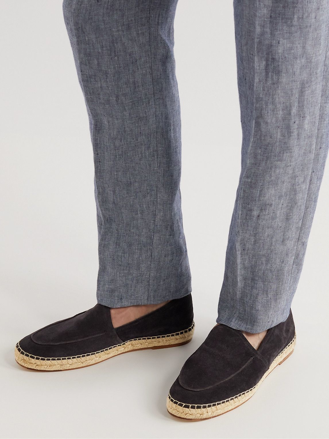 $790 Brioni Black Suede Espadrille Logo Back US 9.5 (UK8.5)