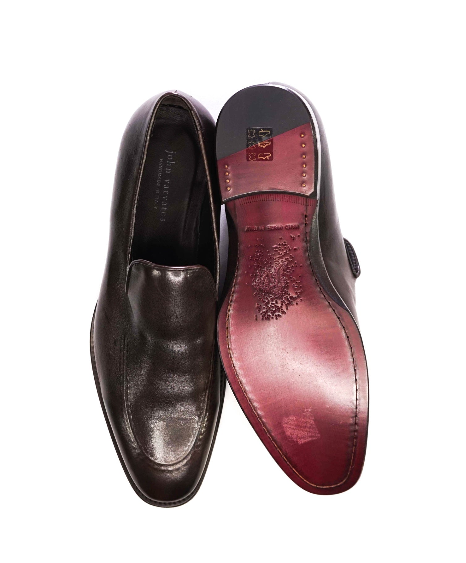 $598 John Varvatos "Madison" Brown Loafers Leather 11