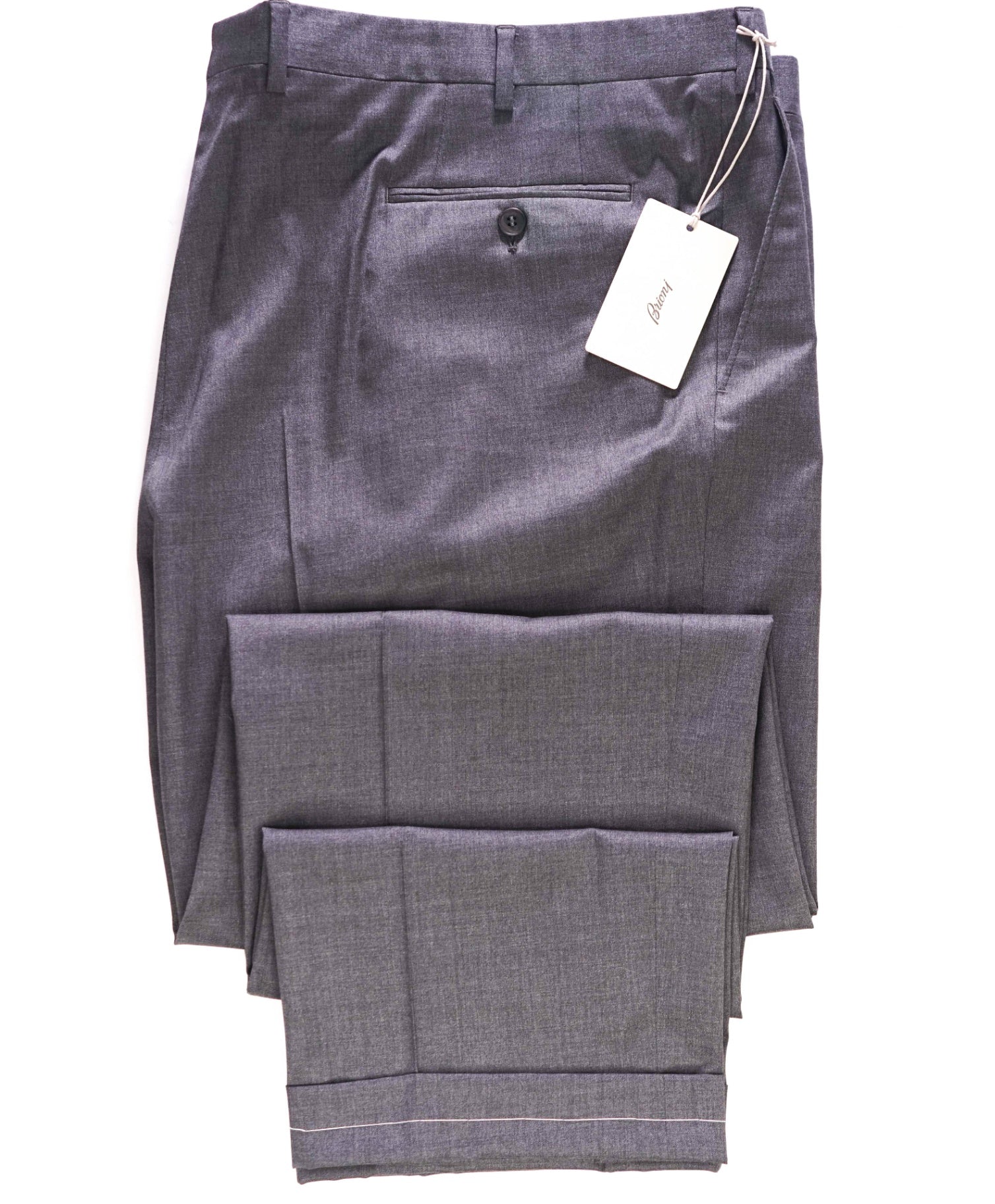$1,050 Brioni Solid Grey Wool/Silk Flat Front Dress Pants 43W