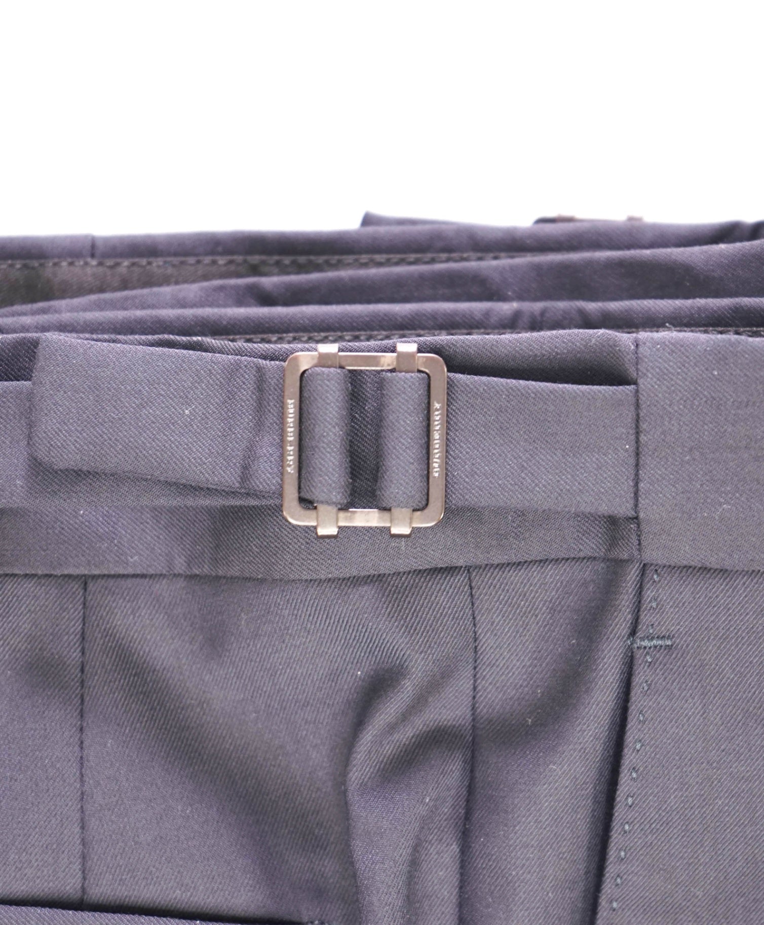 $740 Burberry London Solid Navy Wool Flat Front Dress Pants 34W