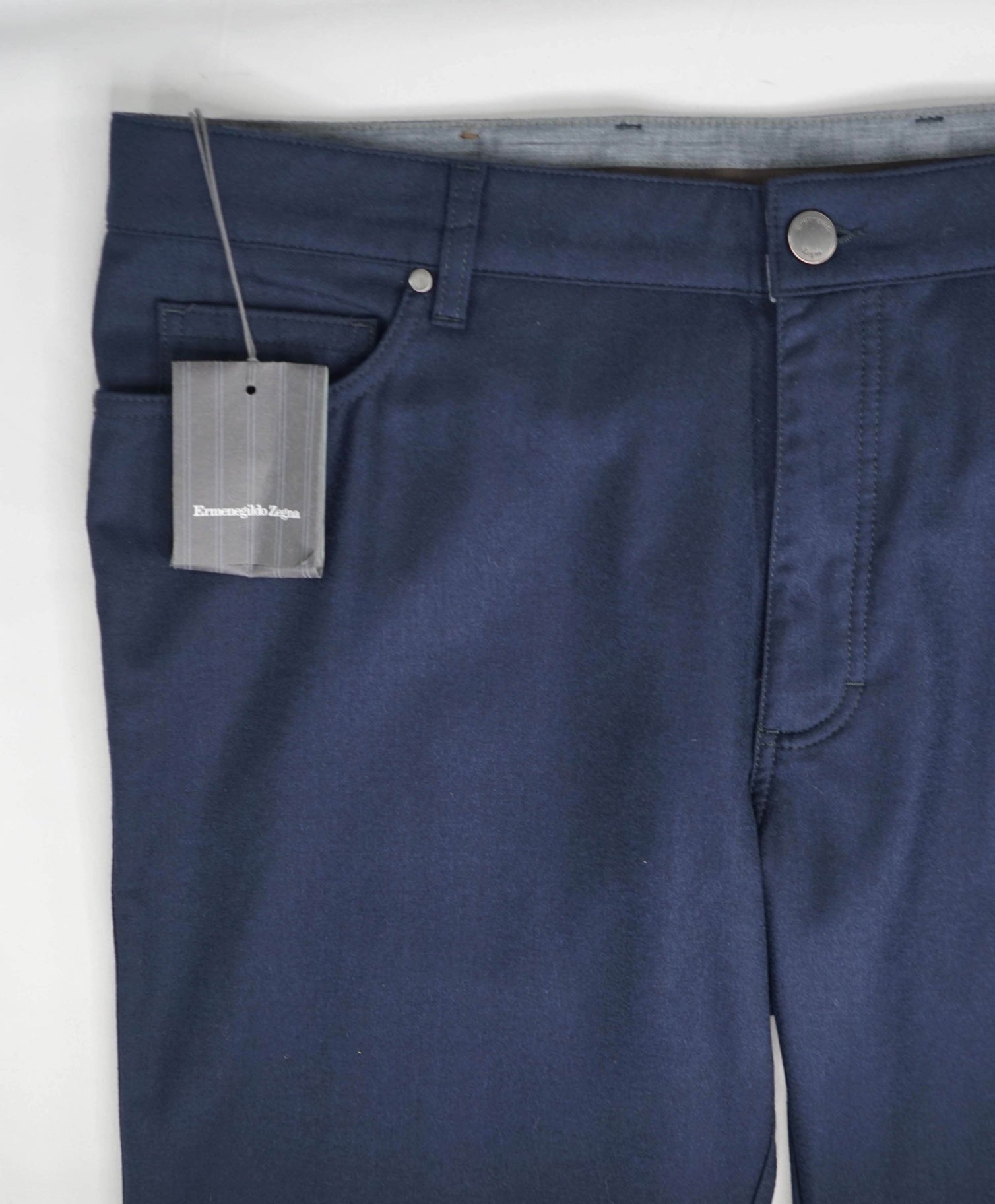$695 Ermenegildo Zegna Solid Navy Wool 5-Pocket Dress Pants 40W