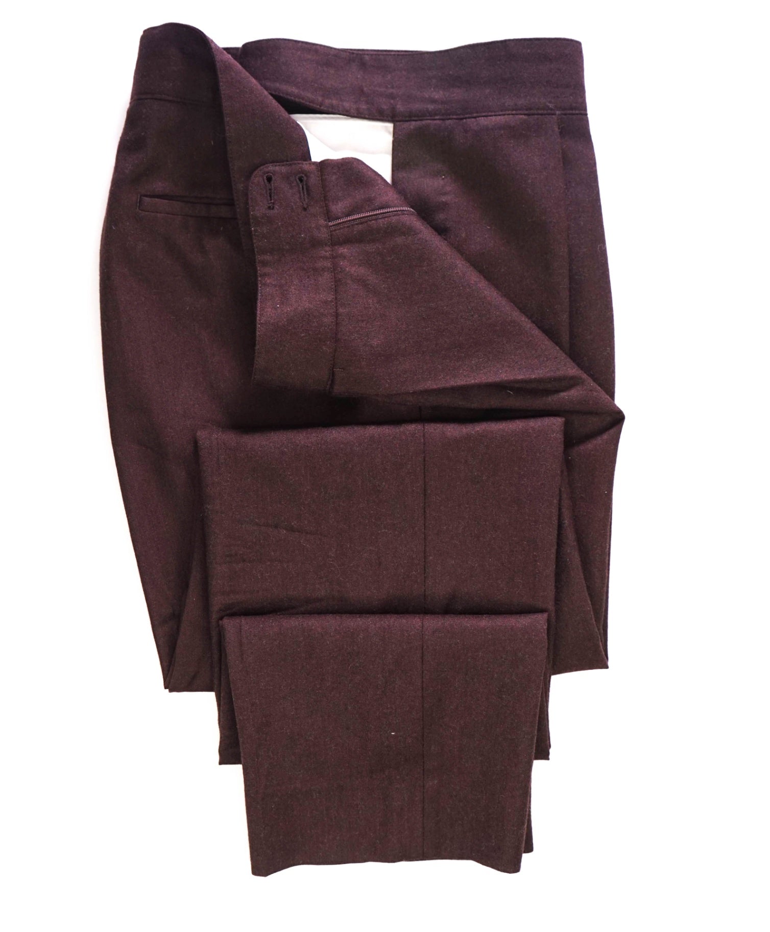 $219 SuitSupply Burgundy Pleated Neapolitan Belted Wool Pants 34W