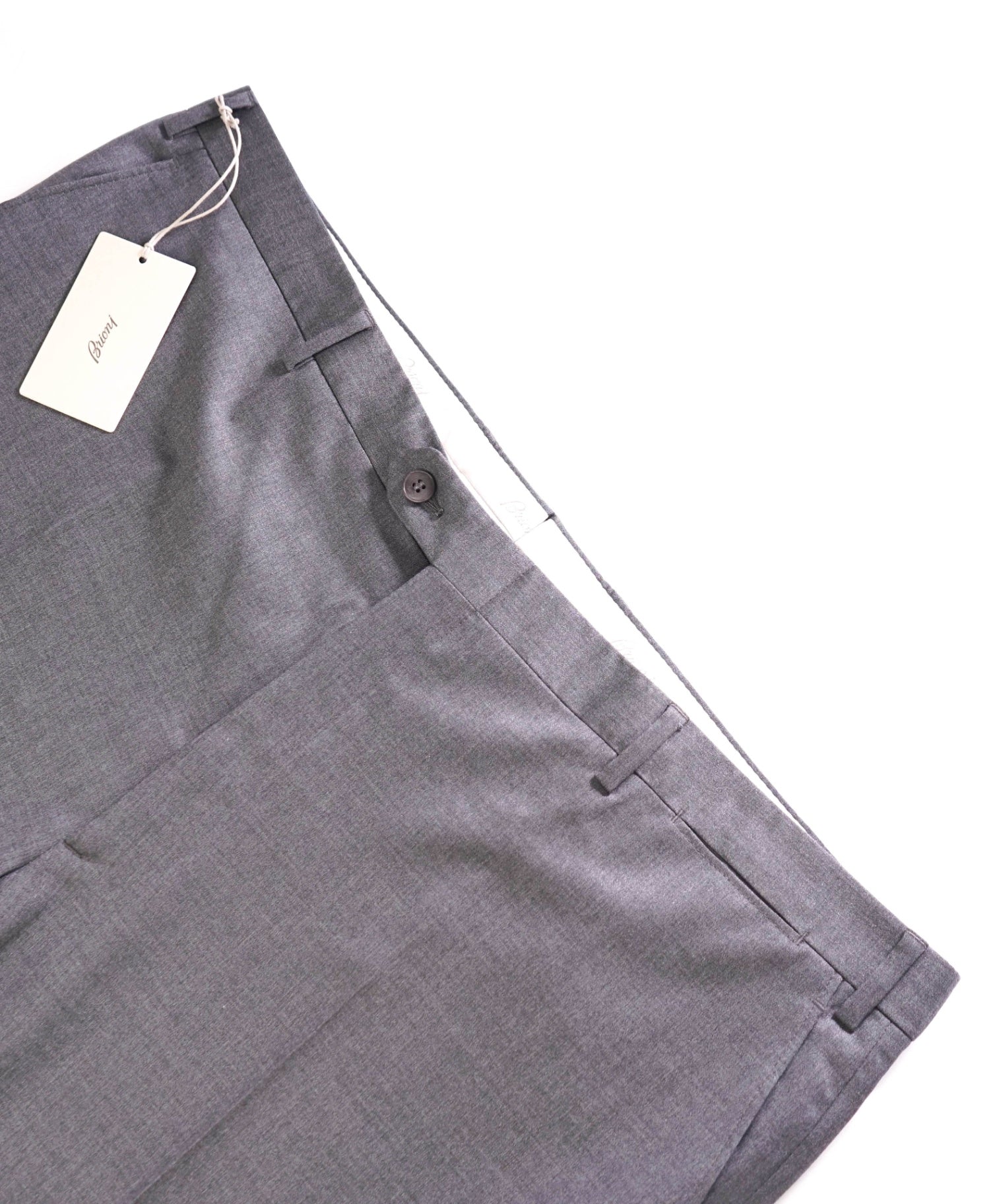 $1,050 Brioni Solid Grey Wool/Silk Flat Front Dress Pants 43W