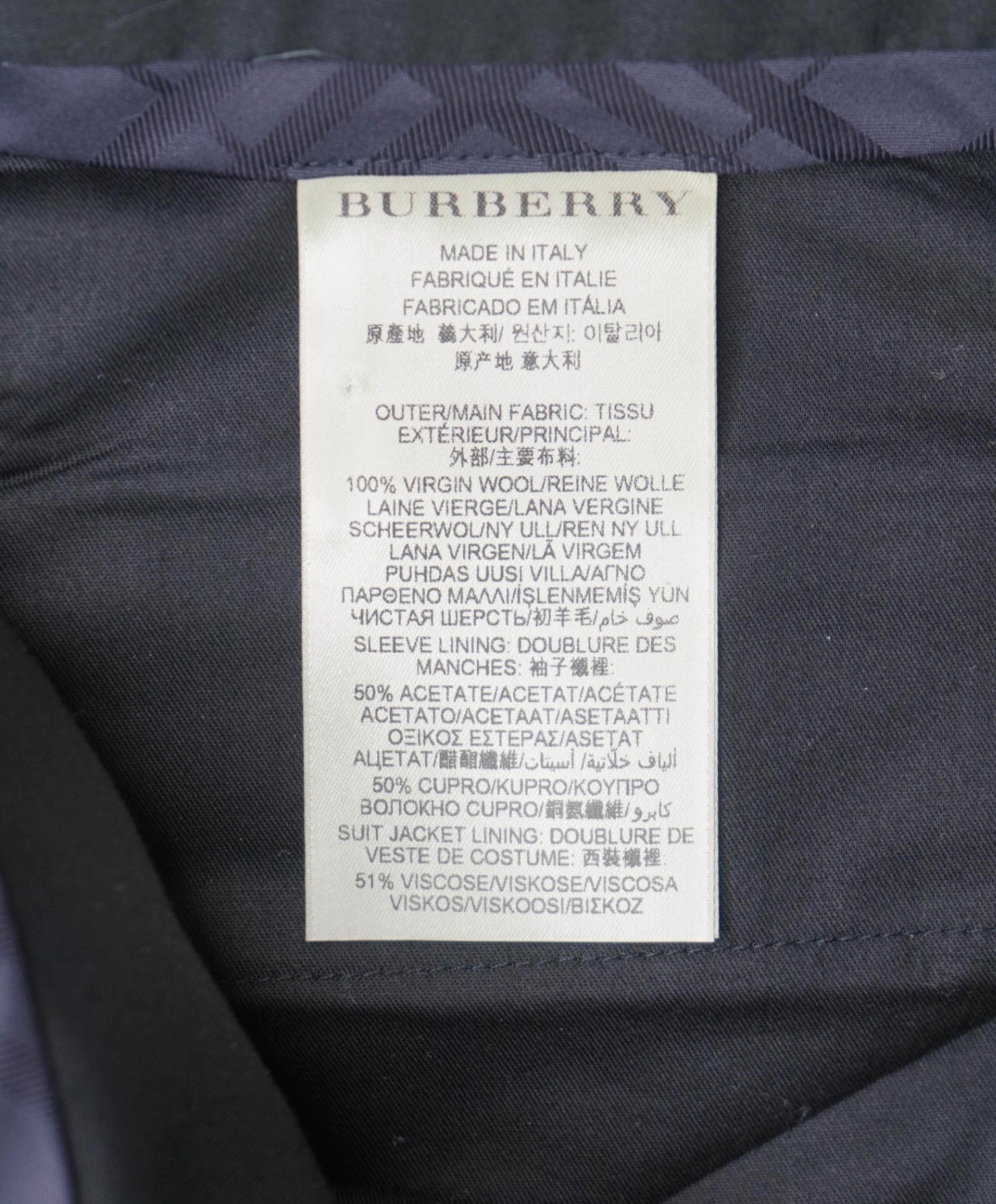 $740 Burberry London Solid Navy Wool Flat Front Dress Pants 34W