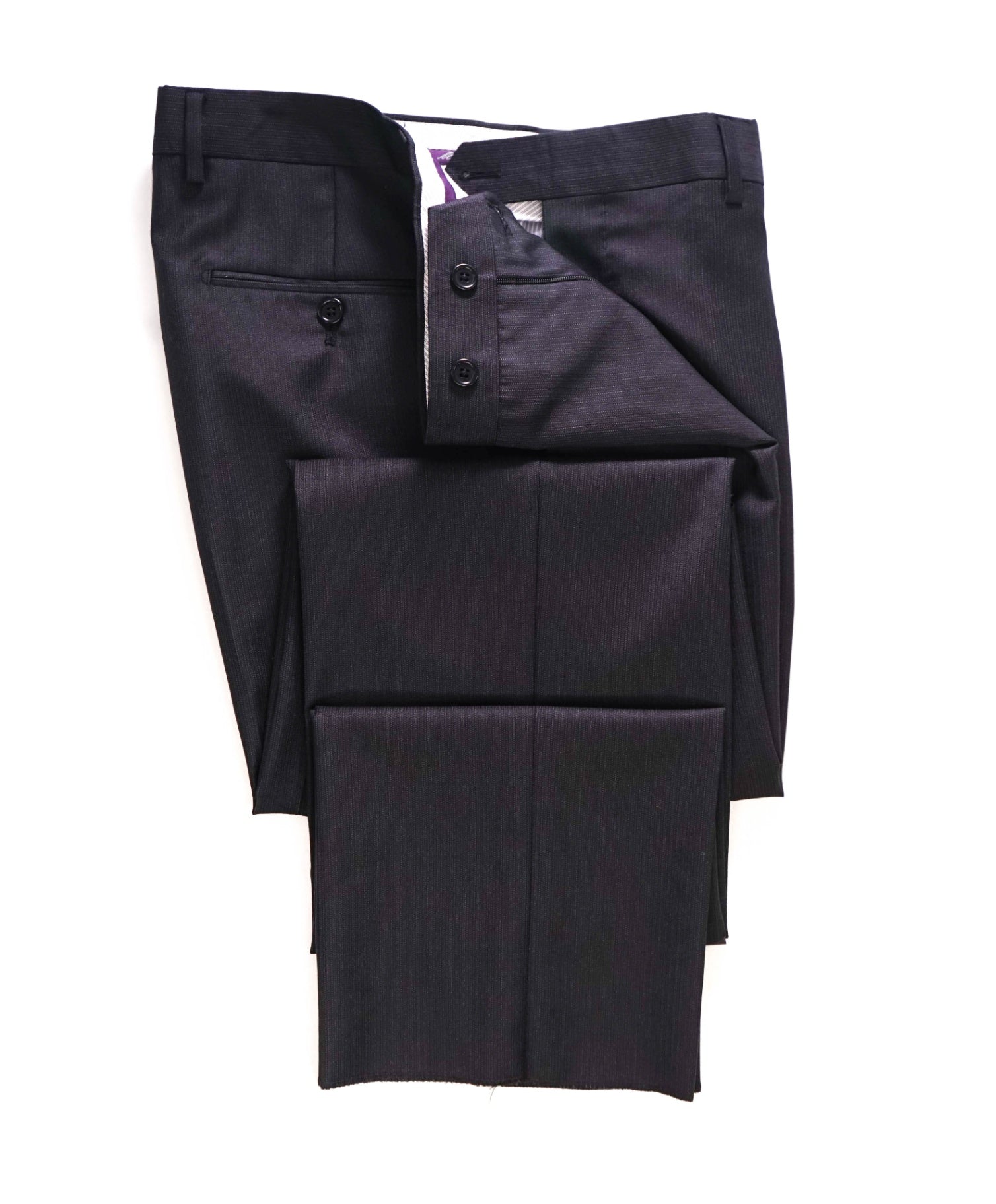 $400 Saks Fifth Avenue Black Textured Chalk Stripe Wool Pants 34W