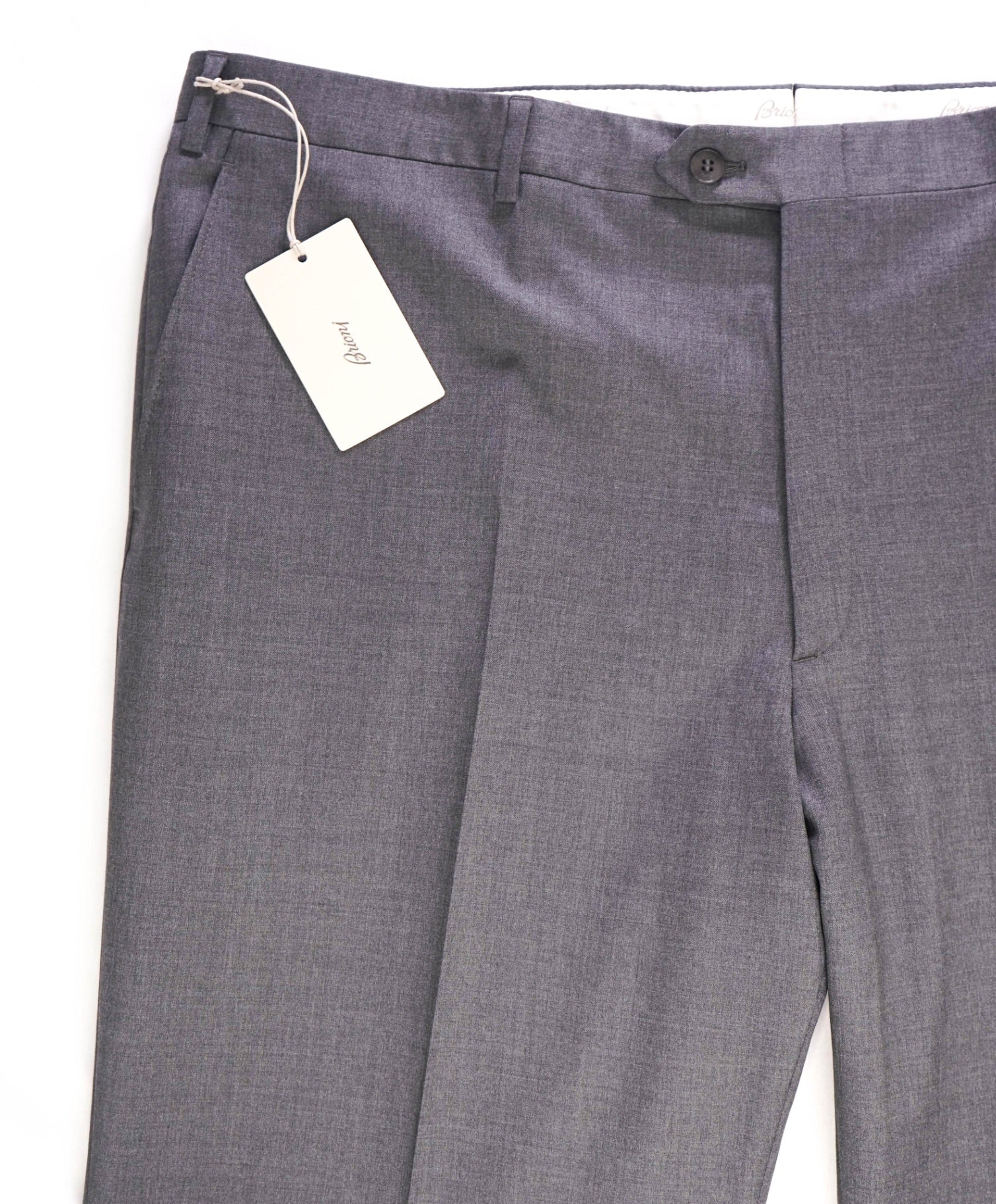 $1,050 Brioni Solid Grey Wool/Silk Flat Front Dress Pants 43W