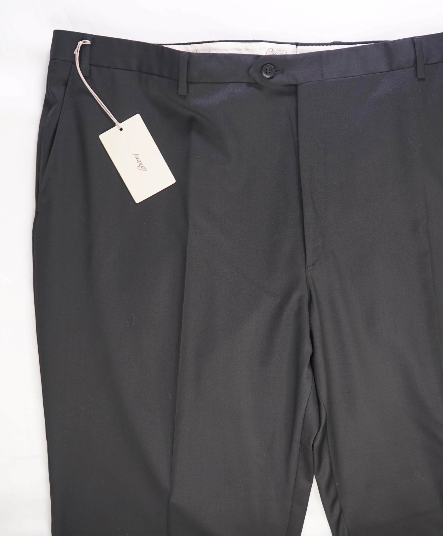 $1,050 Brioni Solid Black Wool/Silk Flat Front Dress Pants 46W
