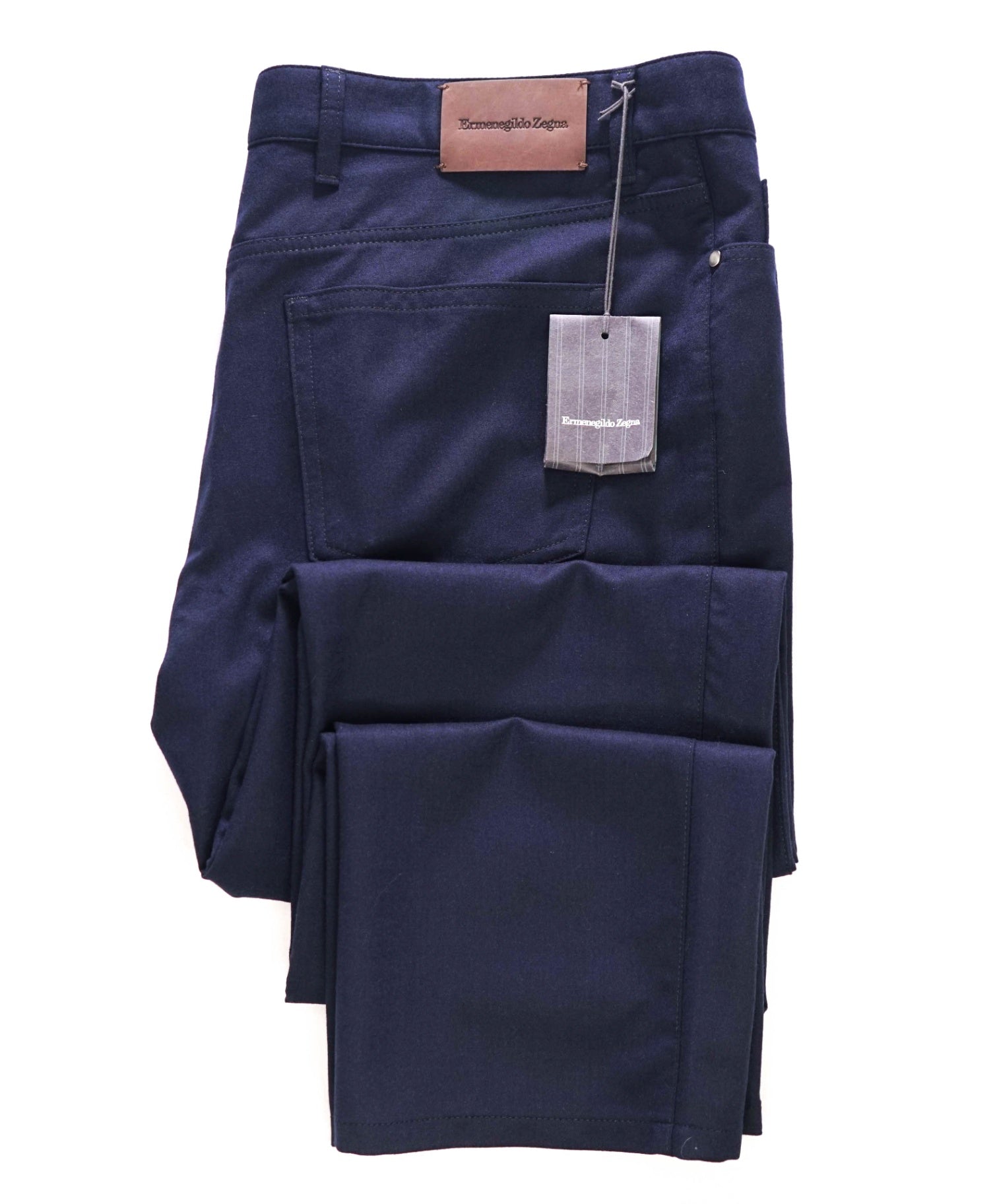 $695 Ermenegildo Zegna Solid Navy Wool 5-Pocket Dress Pants 40W