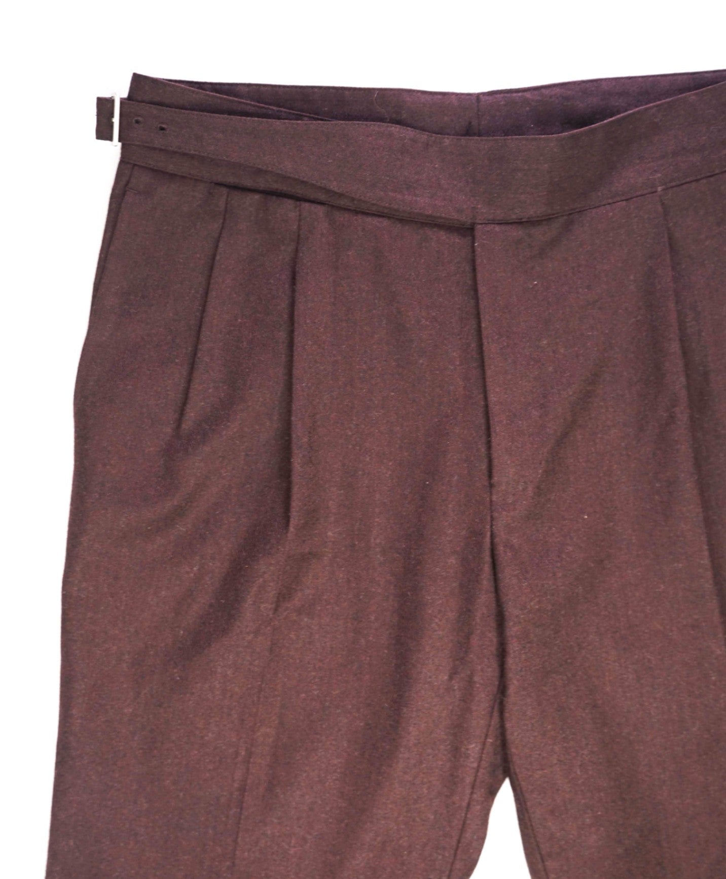 $219 SuitSupply Burgundy Pleated Neapolitan Belted Wool Pants 34W