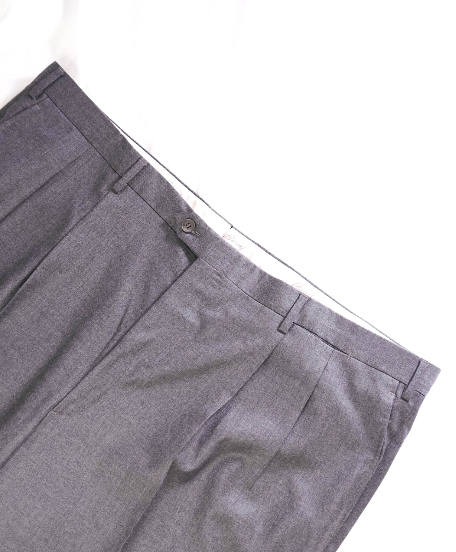 $1,050 Brioni Pleated Solid Grey Wool Dress Pants 45W