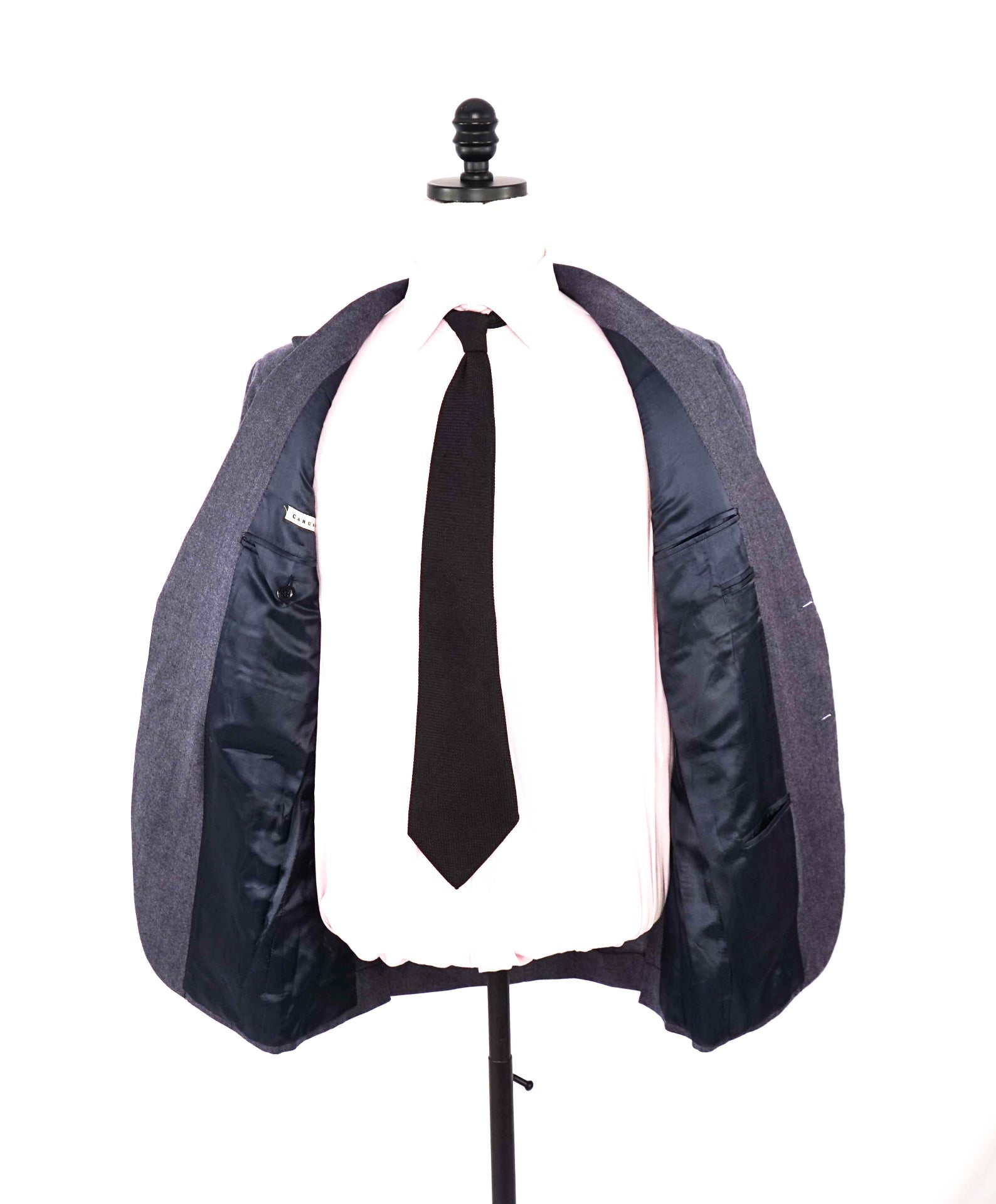 $1,495 Caruso Grey / Purple Plaid Peak Lapel Wool Blazer 40R
