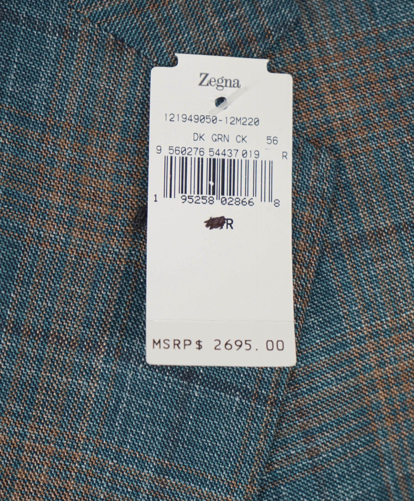 $2,695 Ermenegildo Zegna Teal/Camel Wool/Silk/Linen Blazer 46R