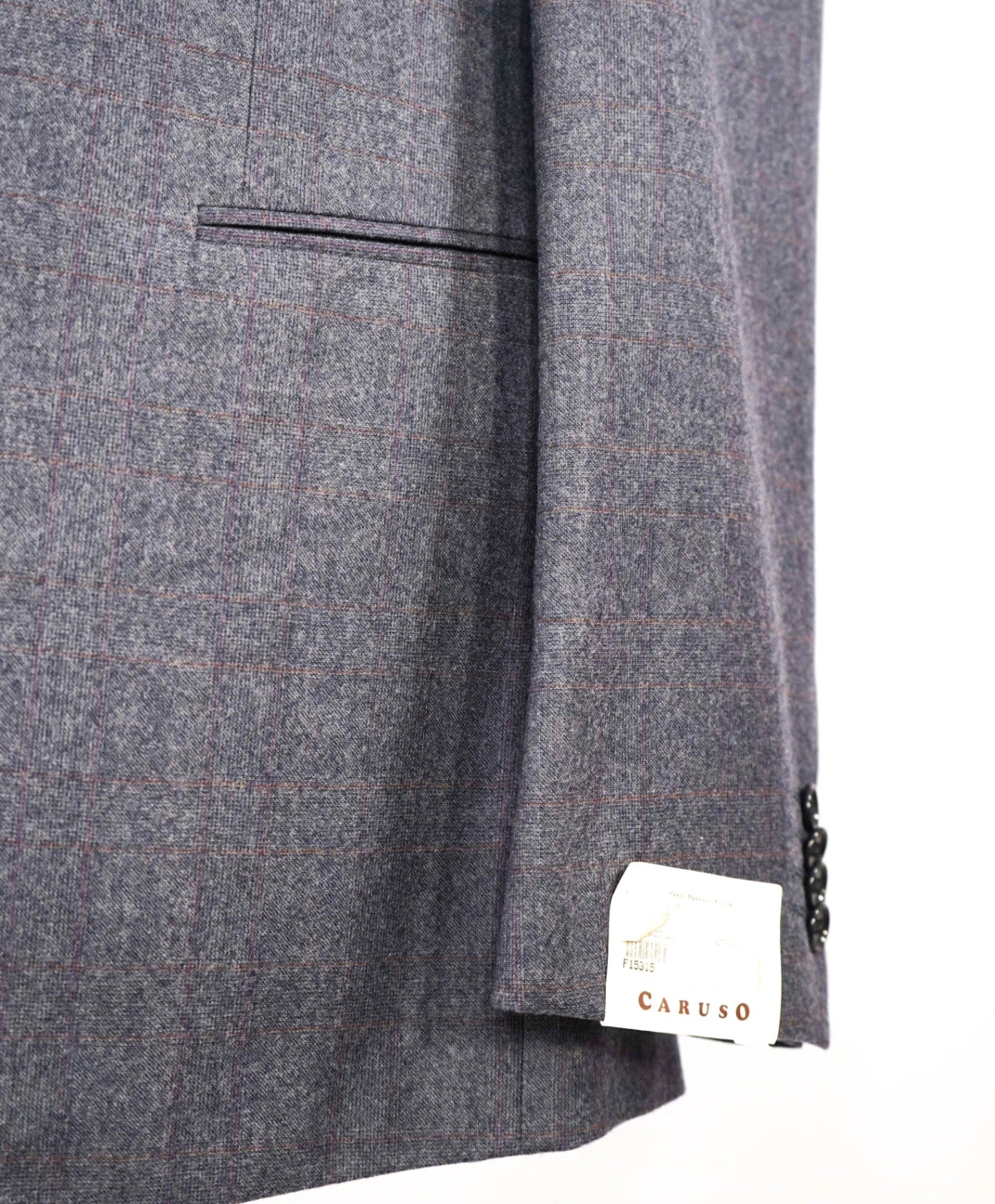 $1,495 Caruso Grey / Purple Plaid Peak Lapel Wool Blazer 40R