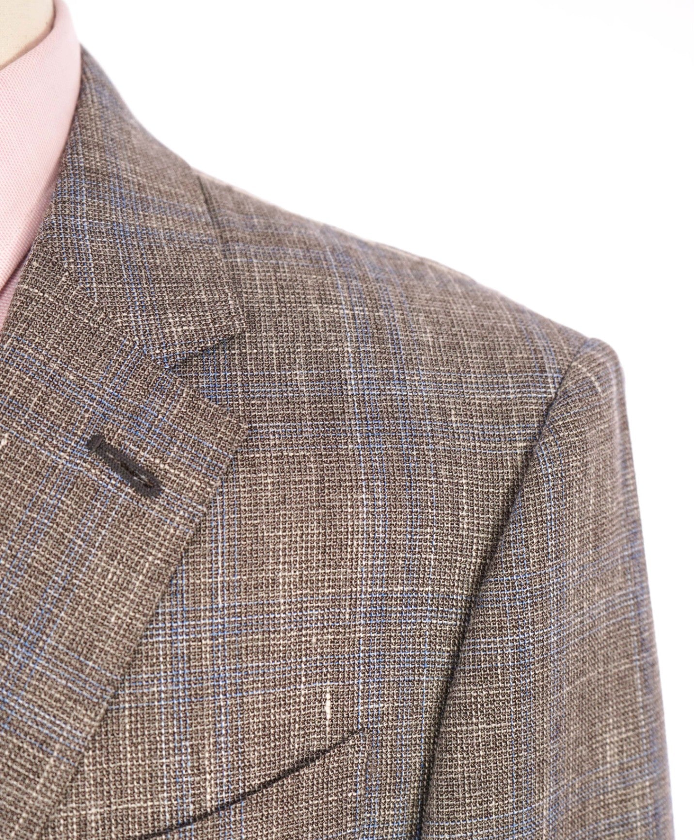 $2,595 Ermenegildo Zegna Grey/Blue Plaid Wool/Linen/Silk Blazer 44L