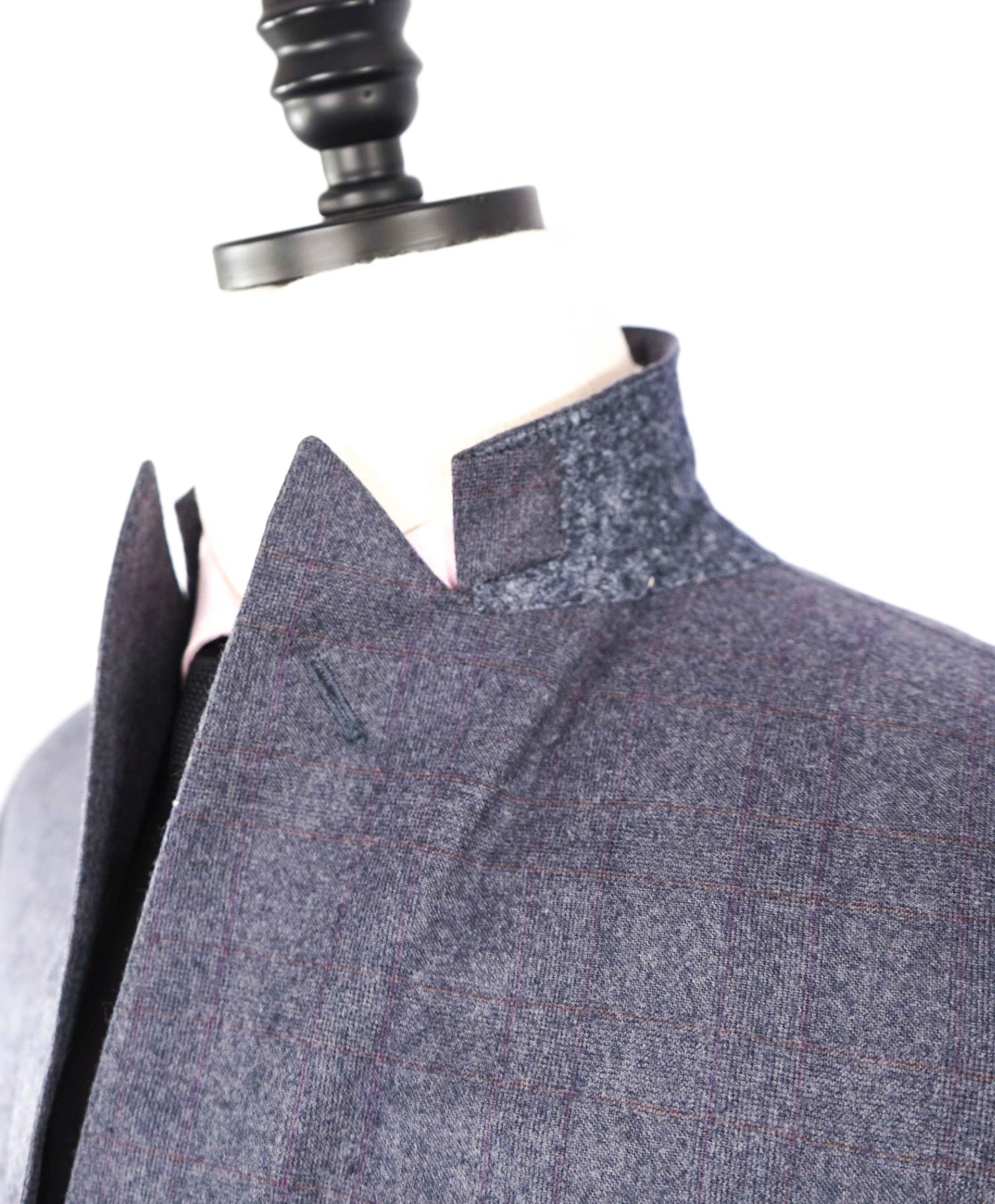 $1,495 Caruso Grey / Purple Plaid Peak Lapel Wool Blazer 40R