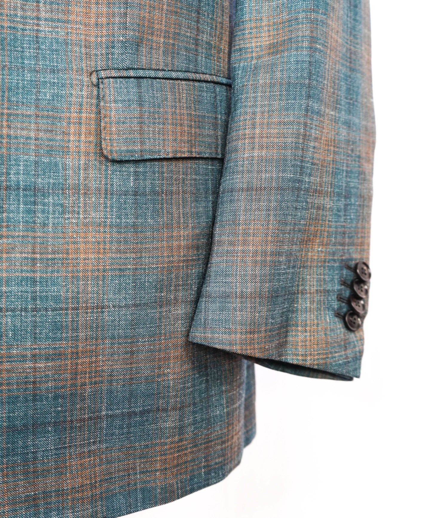 $2,695 Ermenegildo Zegna Teal/Camel Wool/Silk/Linen Blazer 46R