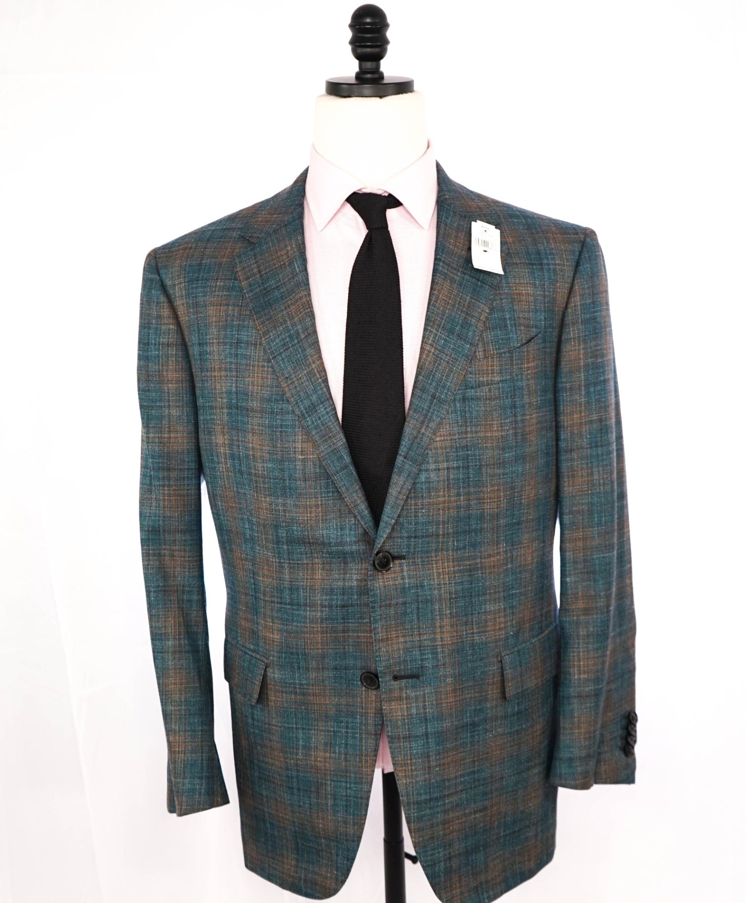 $2,695 Ermenegildo Zegna Teal/Camel Wool/Silk/Linen Blazer 46R