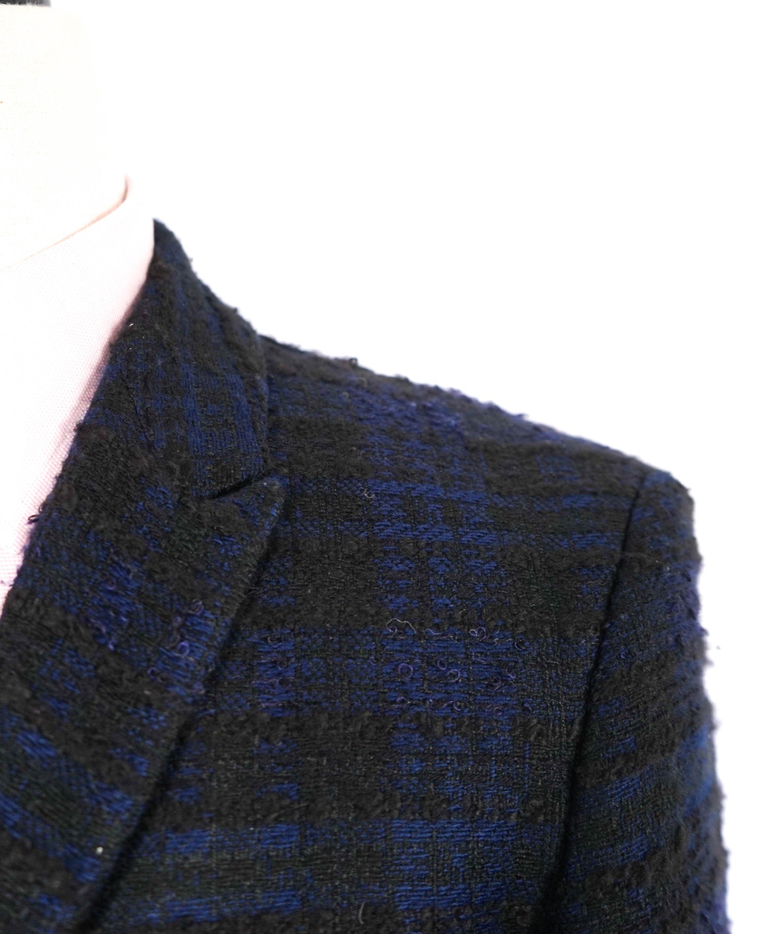 $2,995 Givenchy Paris Black/Blue Plaid Acrylic/Wool Blazer 42 (Fits 40)