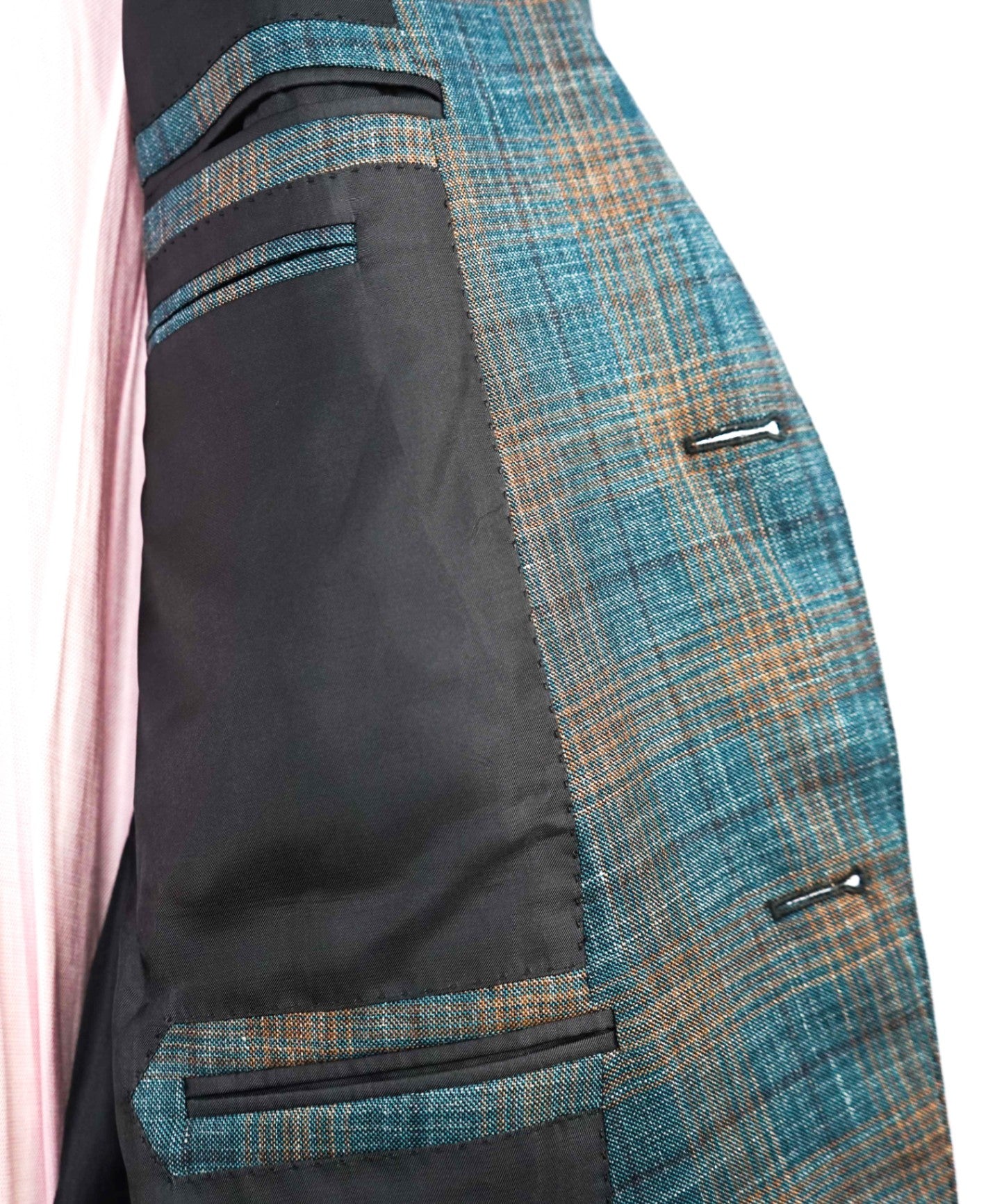 $2,695 Ermenegildo Zegna Teal/Camel Wool/Silk/Linen Blazer 46R