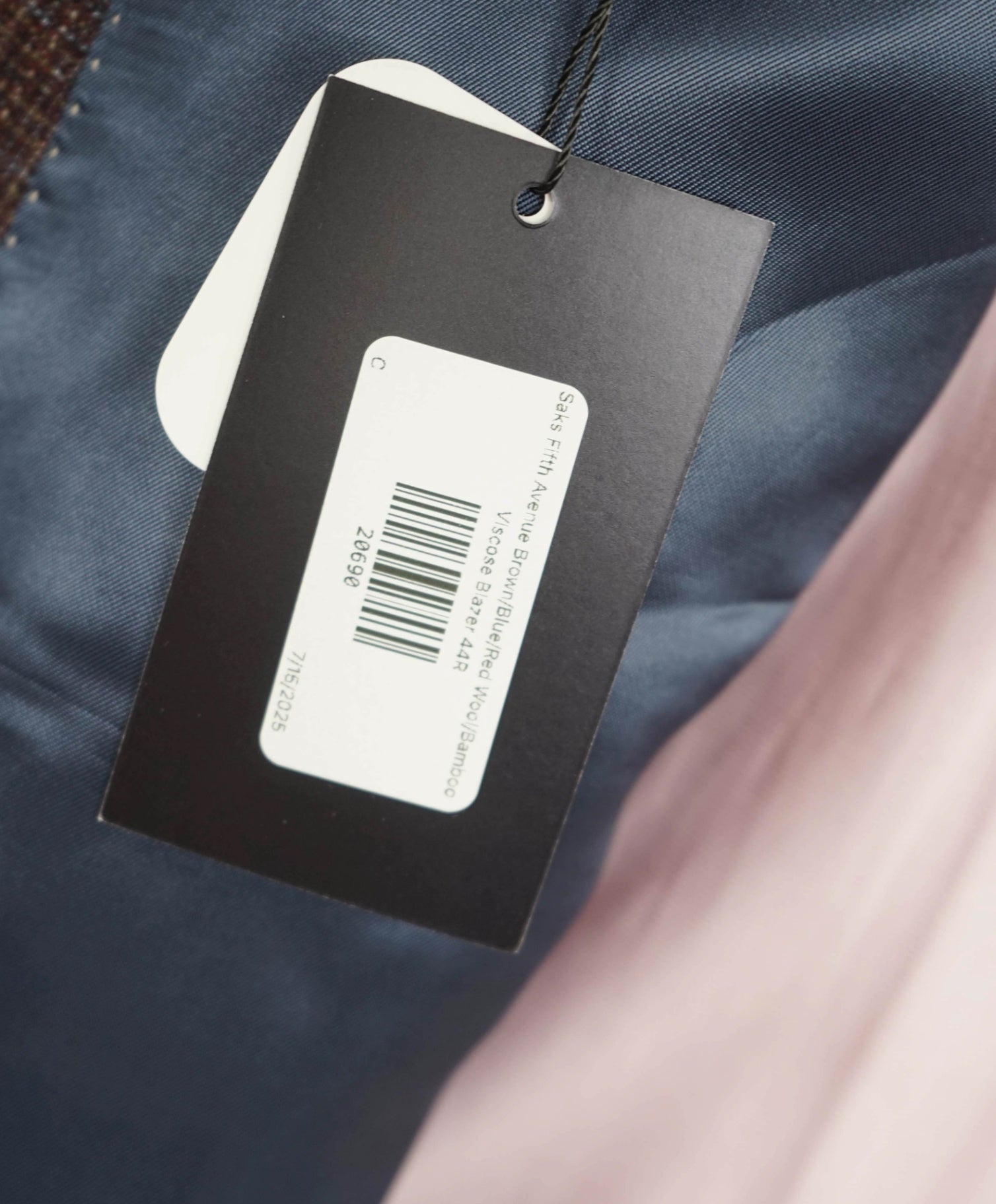 $995 Saks Fifth Avenue Brown/Blue/Red BAMBOO Blazer 44R