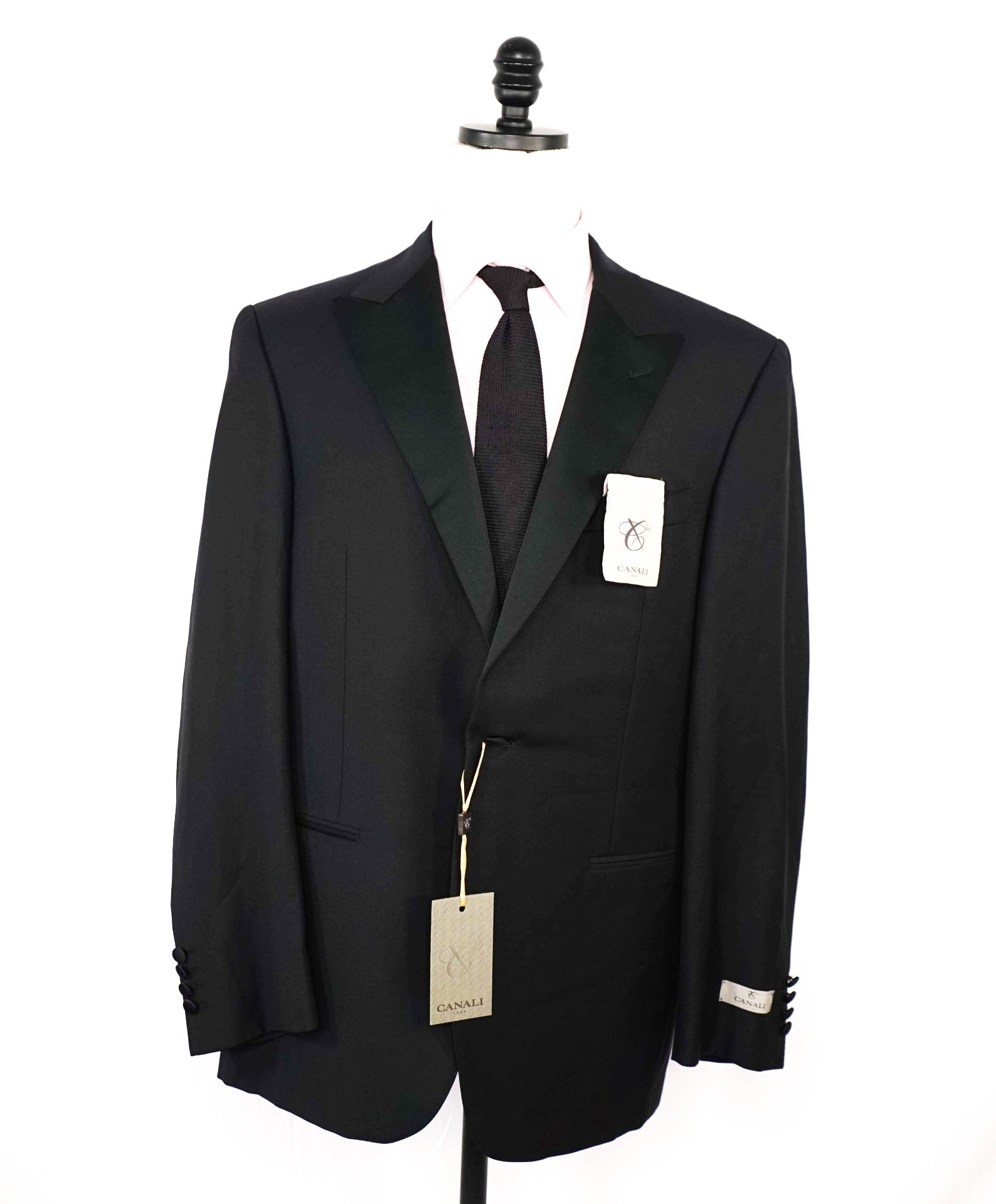 $2,195 CANALI - Black *CLOSET STAPLE* Notch Lapel Tuxedo Suit - 44R