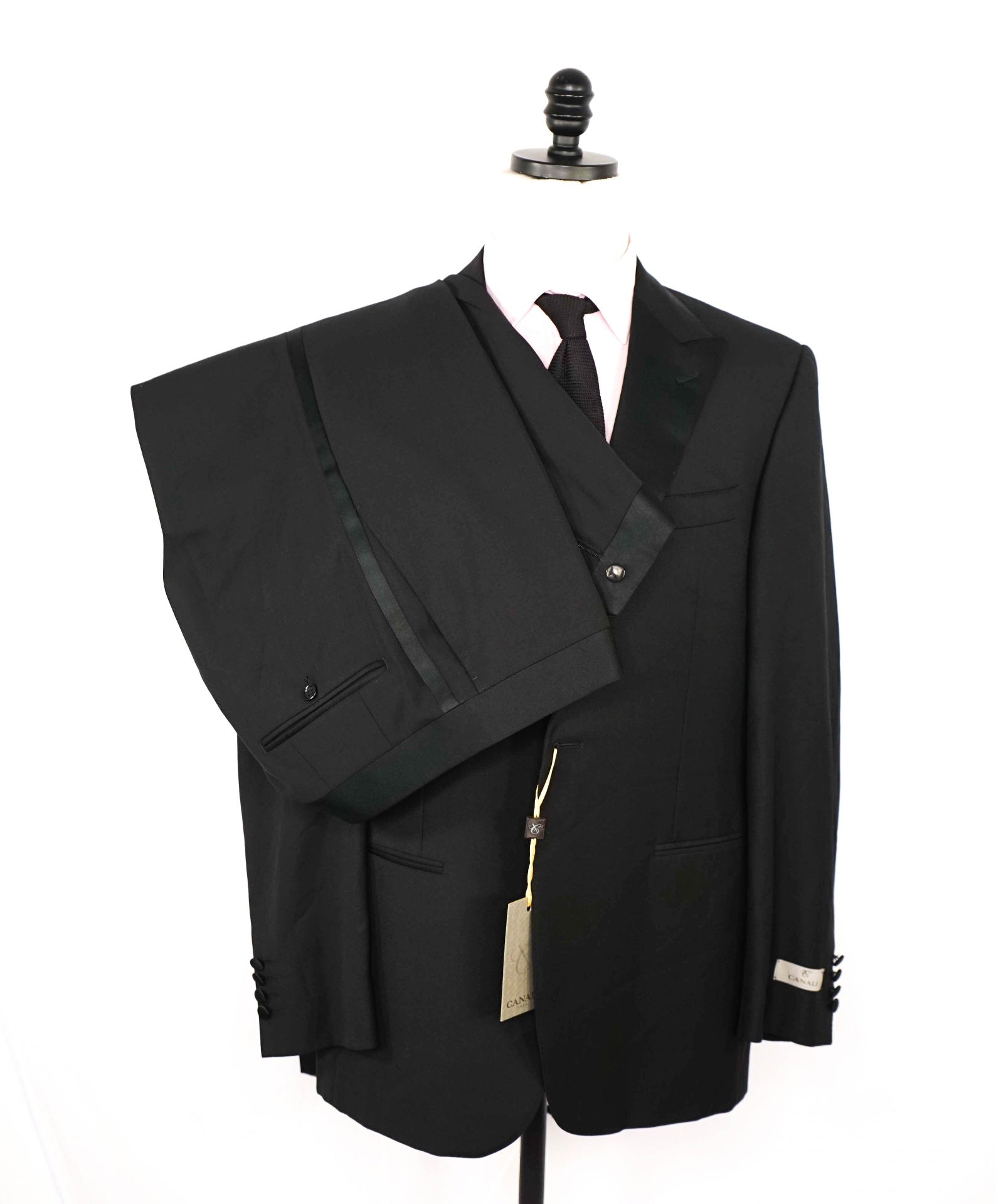 $2,195 CANALI - Black *CLOSET STAPLE* Notch Lapel Tuxedo Suit - 44R