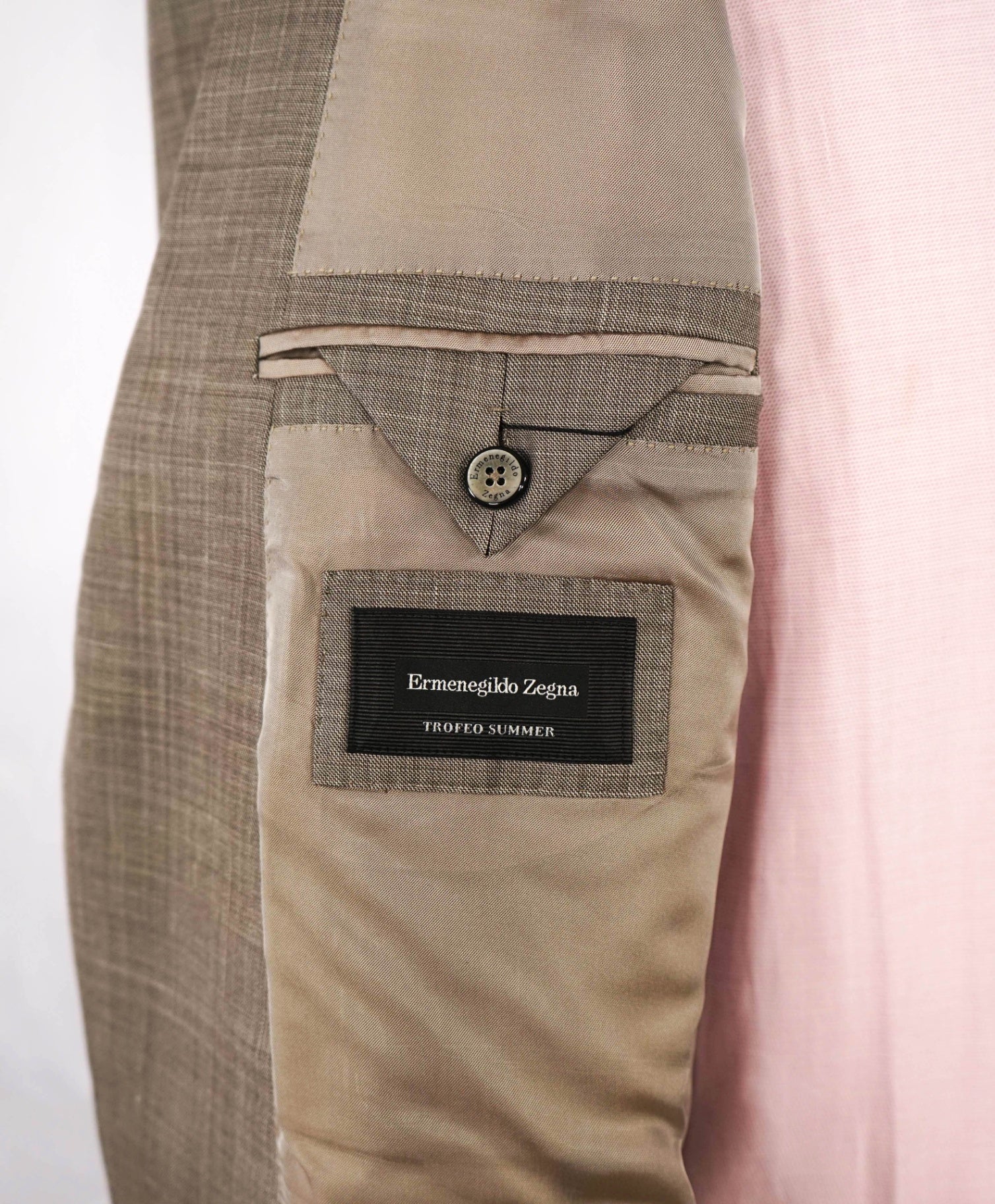 $4,950 ZEGNA "TROFEO SUMMER" Beige Wool/Linen/Silk Suit 44R