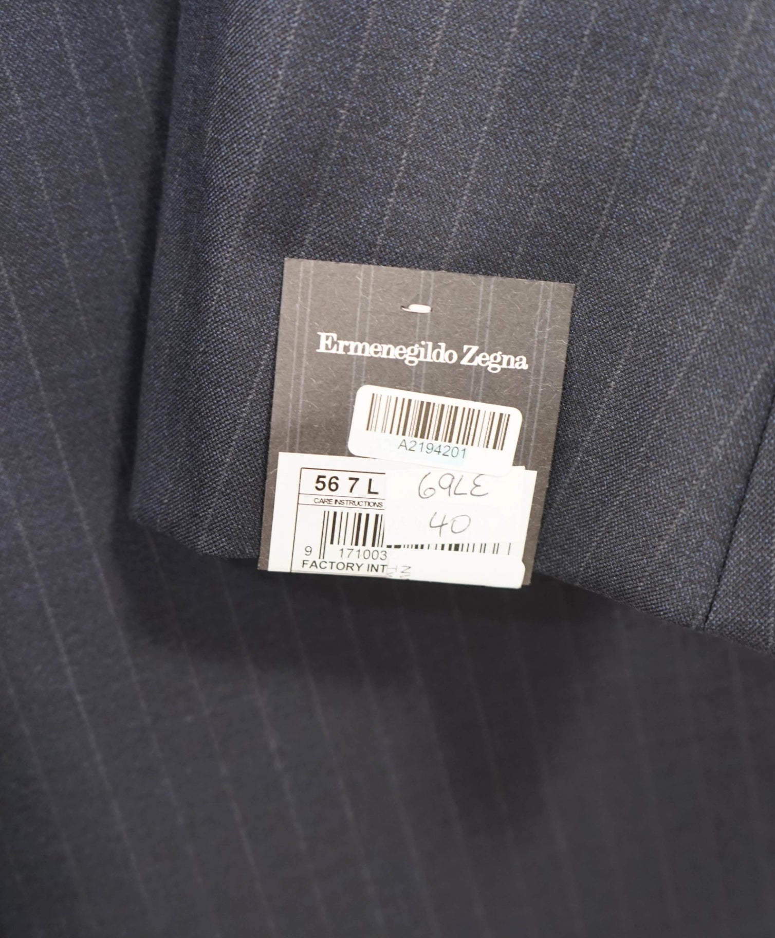 $3,995 Ermenegildo Zegna "Multiseason" Navy Chalk Stripe Suit 46L