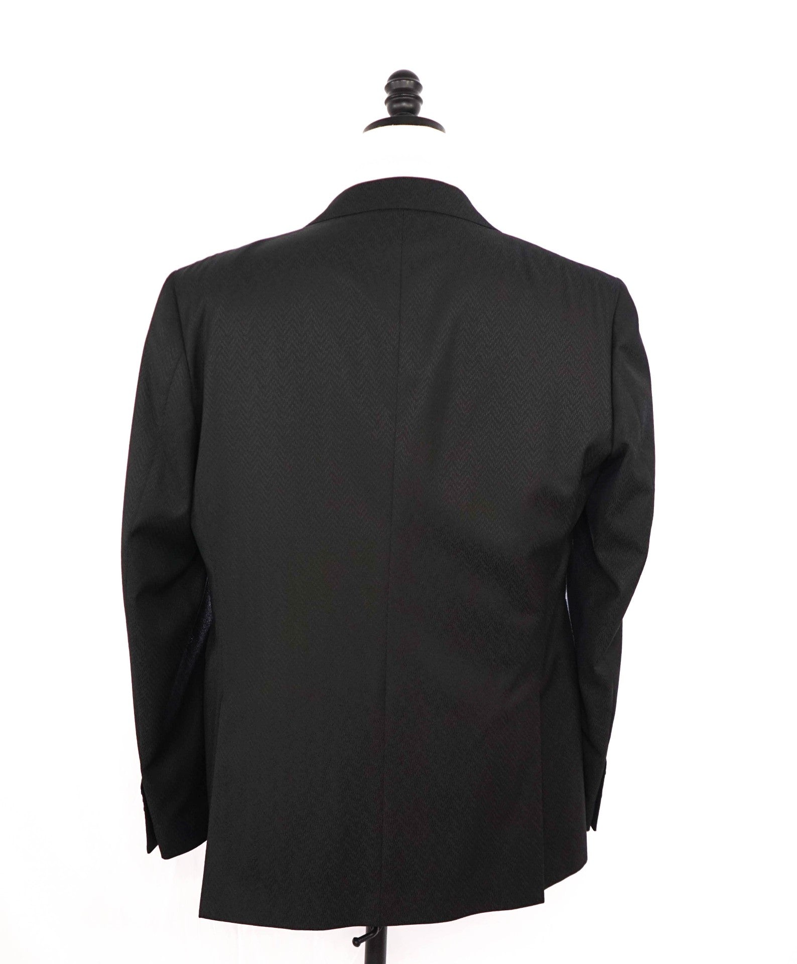 SAKS FIFTH AVENUE - Black Herringbone Tuxedo Dinner Blazer 44R