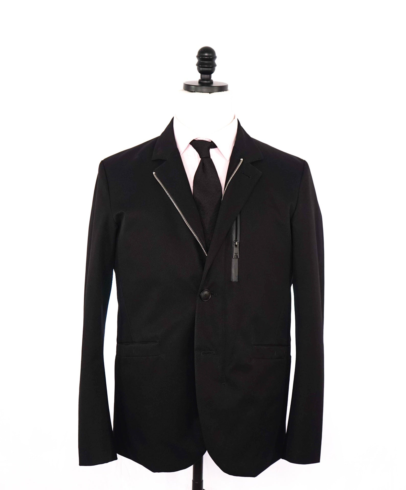 Emporio Armani Solid Black Water Repellent Coat Blazer Jacket 38R