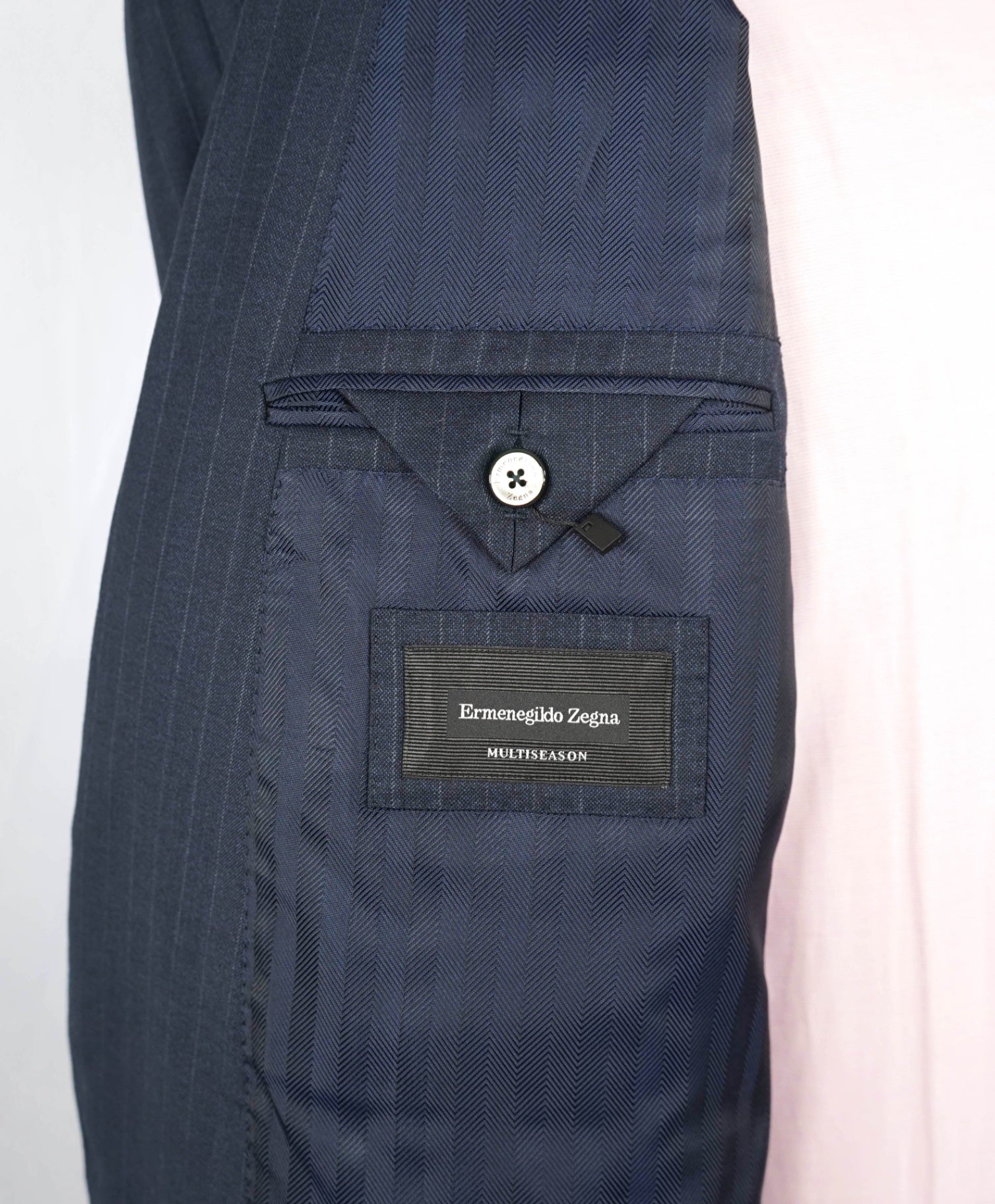 $3,995 Ermenegildo Zegna "Multiseason" Navy Chalk Stripe Suit 46L