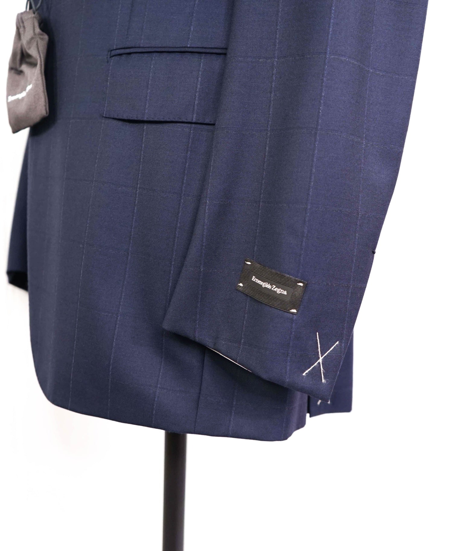 $3,995 Ermenegildo Zegna Navy Chalk Windowpane Wool Suit 44L