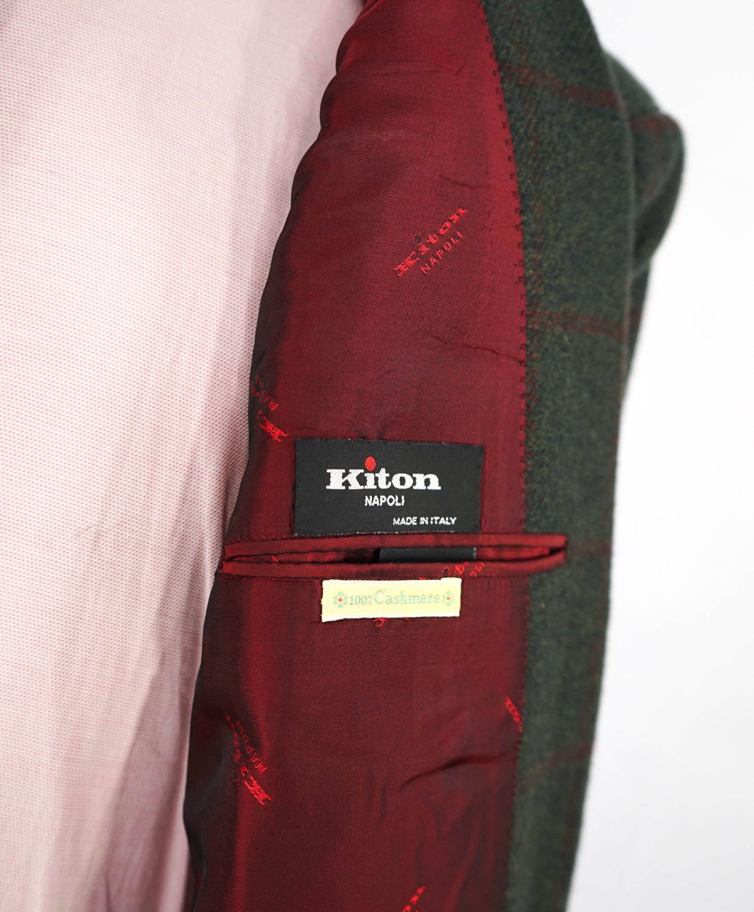 $9,250 KITON - *PURE CASHMERE* Green Check Blazer - 42R