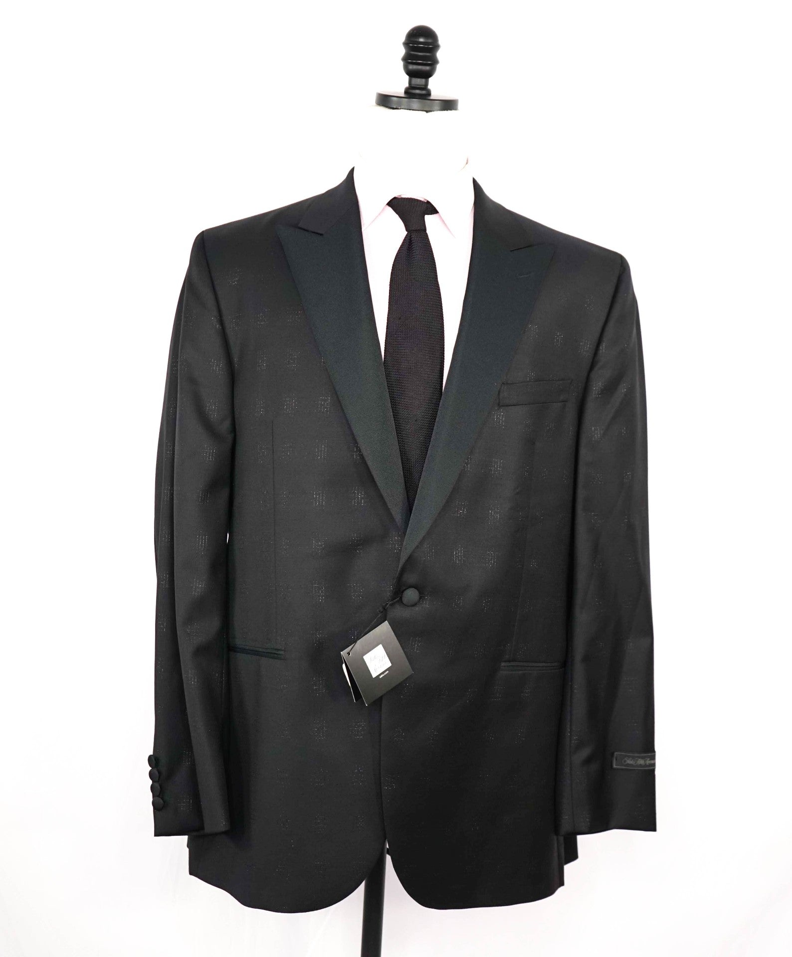SAKS FIFTH AVENUE - Black Tonal Tuxedo Dinner Jacket Blazer 46R