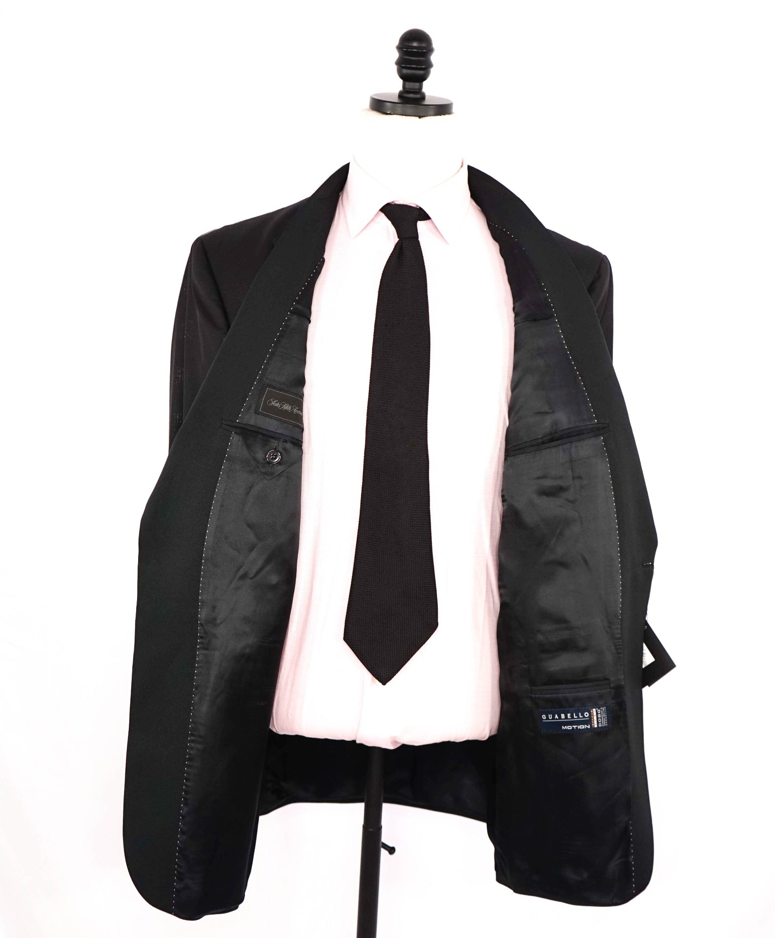 SAKS FIFTH AVENUE - Black Tonal Tuxedo Dinner Jacket Blazer 46R