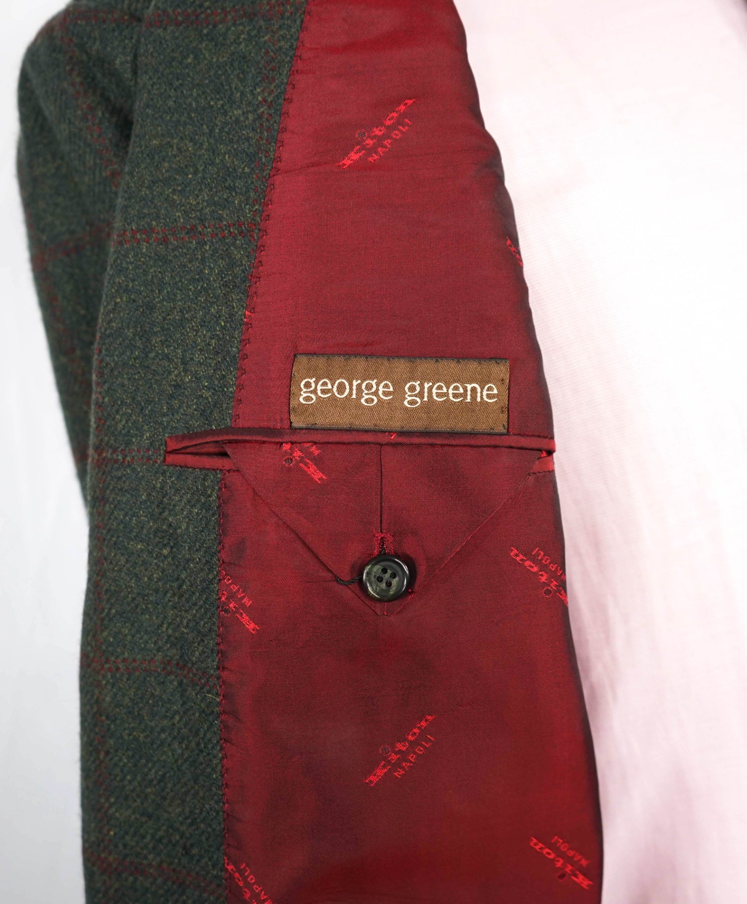 $9,250 KITON - *PURE CASHMERE* Green Check Blazer - 42R