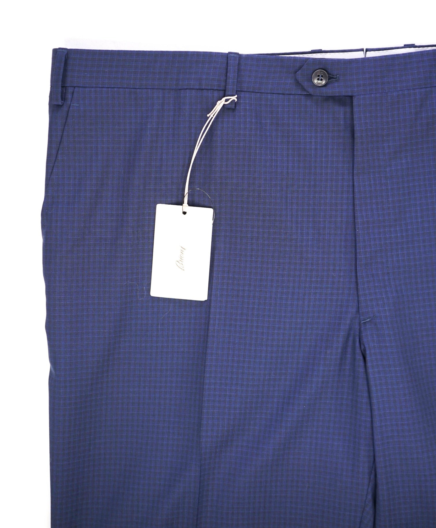 $1,050 BRIONI Navy Micro check Wool Flat Front Dress Pants 44W