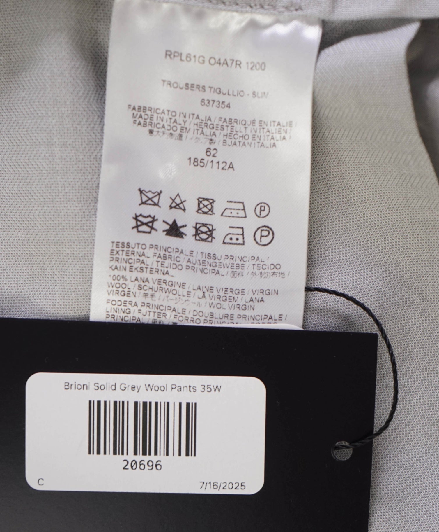 $1,050 Brioni Solid Gray Wool Dress Flat Front Pants 42W