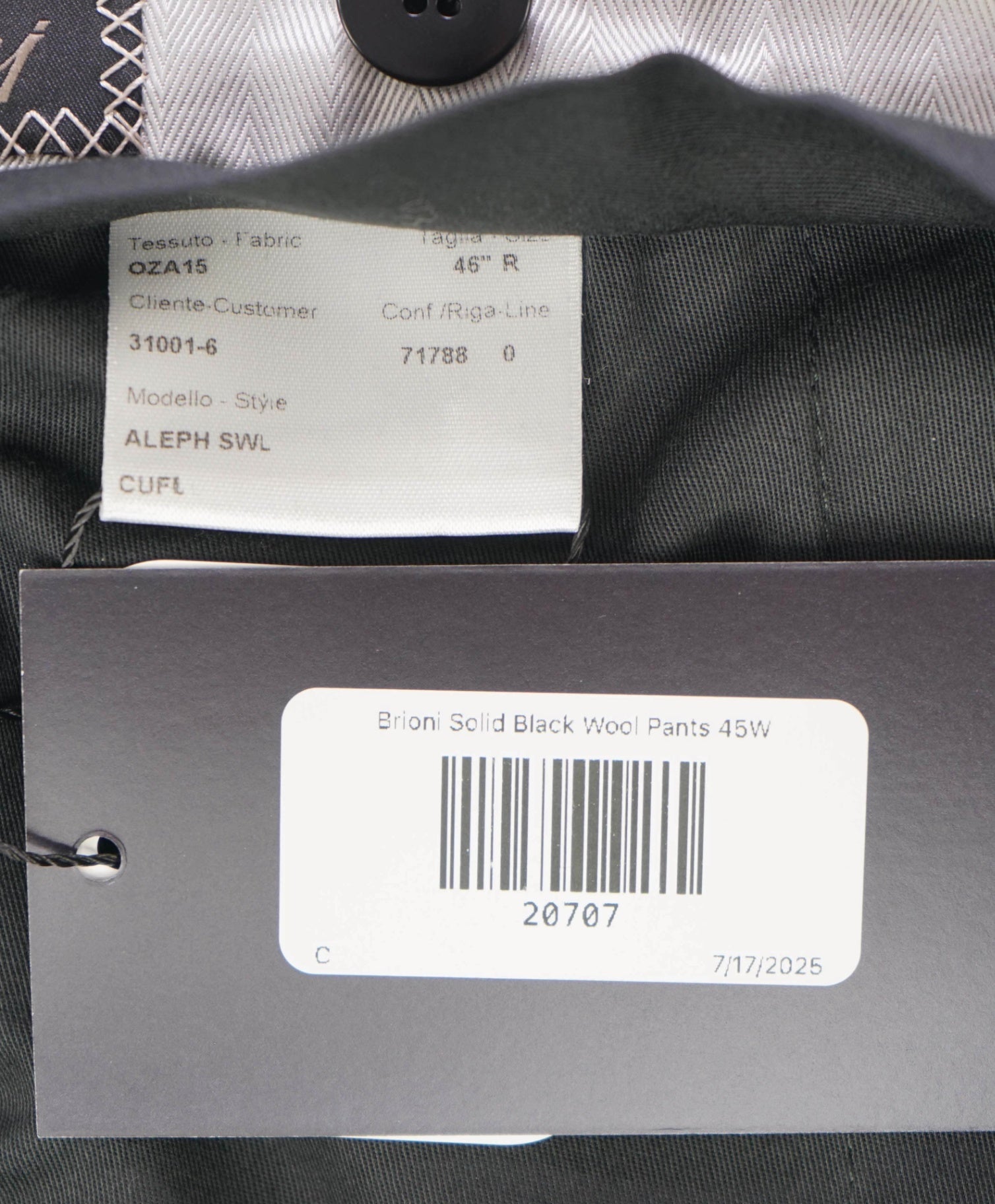 $1,295 Brioni Solid Black Wool Tuxedo Dinner Dress Pants 44W