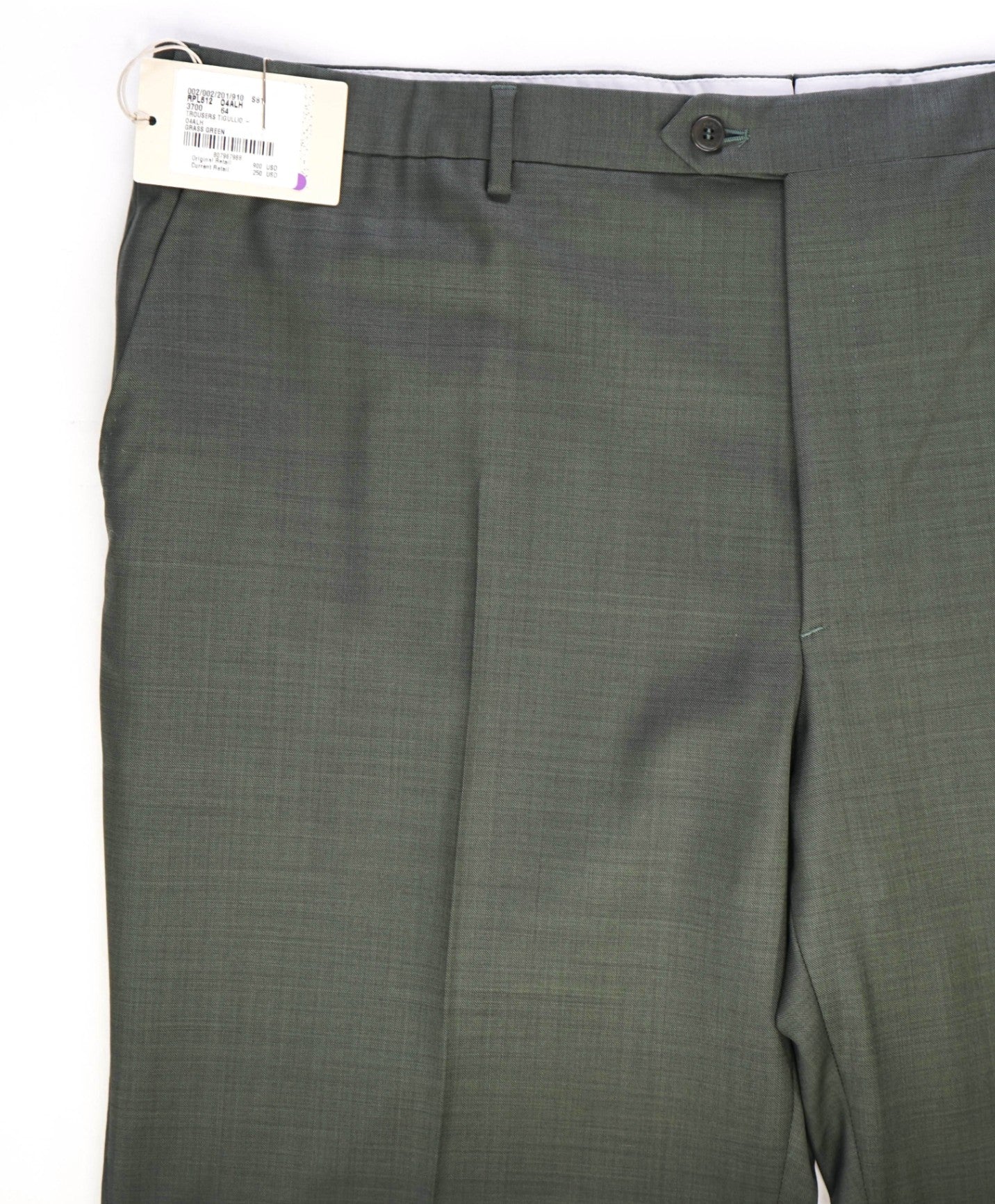 $1,050 Brioni Solid Green Flat Front Dress Wool Pants 44W